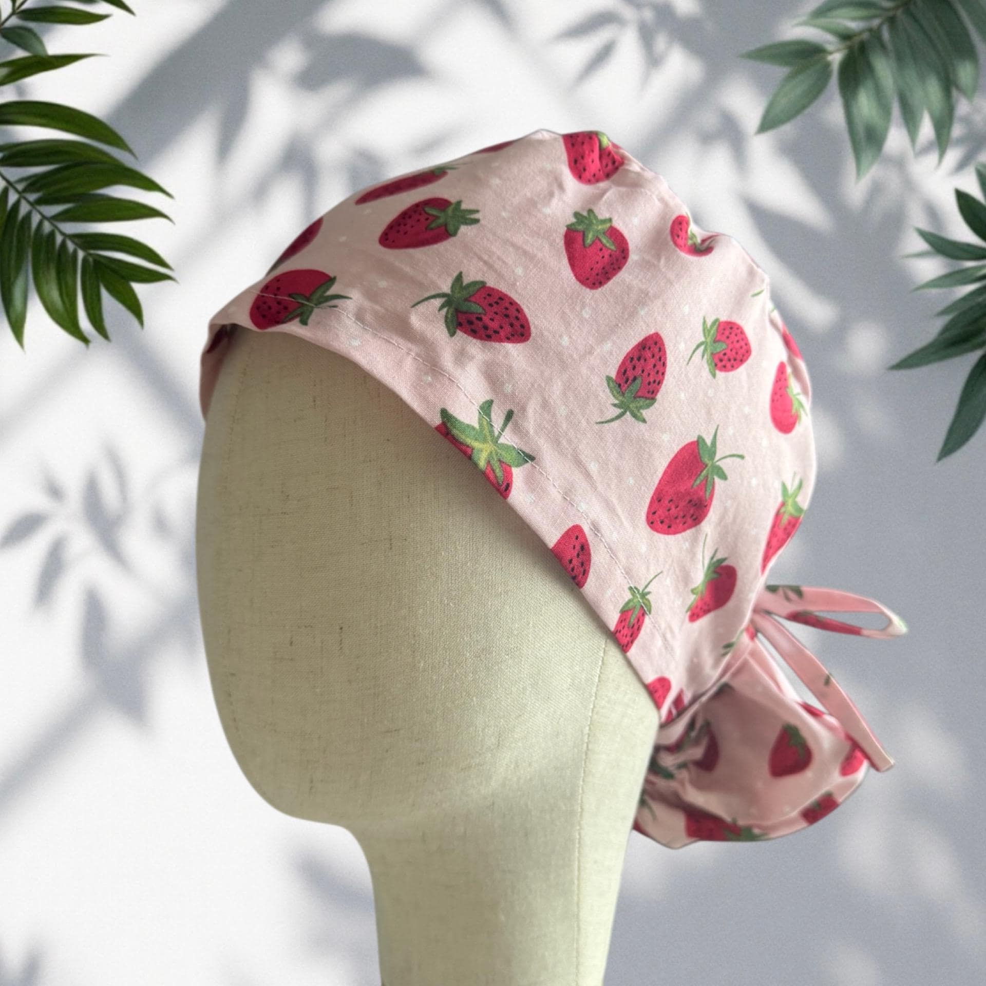 Strawberry Ponytail Scrub Cap, Cotton Surgical Scrub Cap, OR Scrub Cap