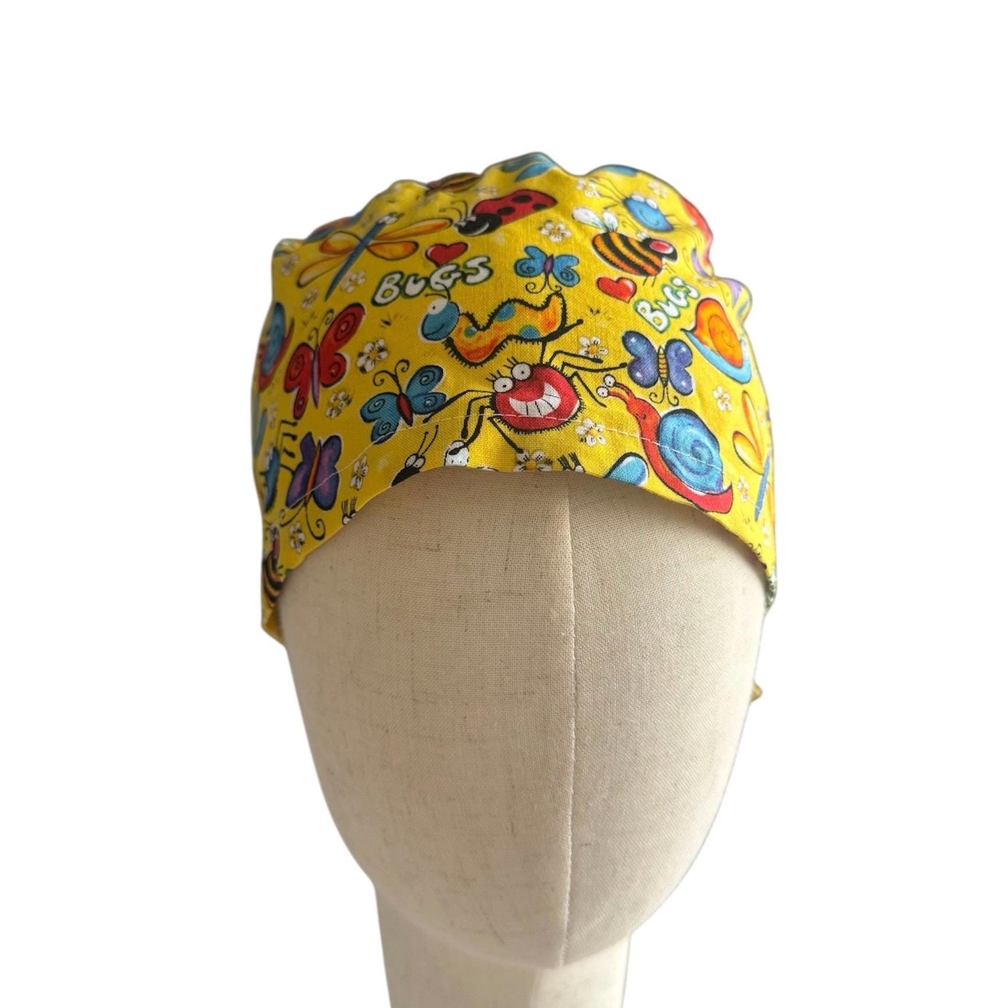 Cute Bugs Ponytail Scrub Cap, Cotton Surgical Scrub Cap, OR Scrub Cap