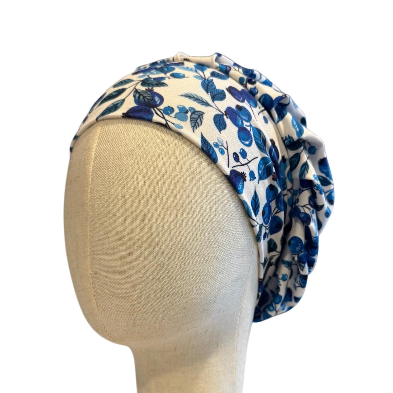 Blueberry Scrub Cap Hat, Soft Stretchy Headband Style Scrub Cap, Euro Cap