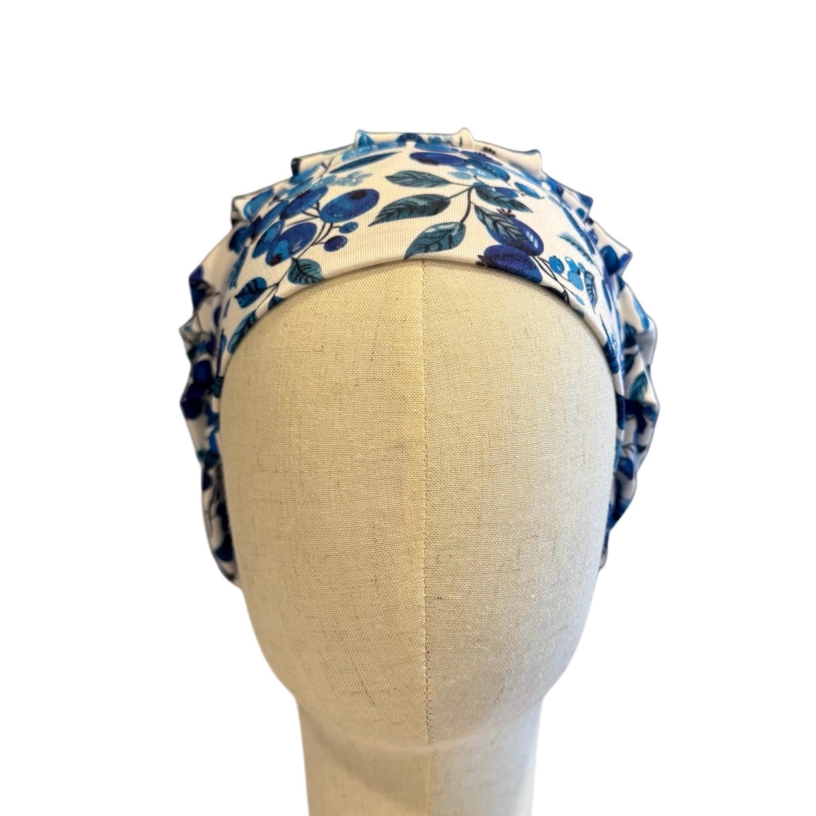 Blueberry Scrub Cap Hat, Soft Stretchy Headband Style Scrub Cap, Euro Cap