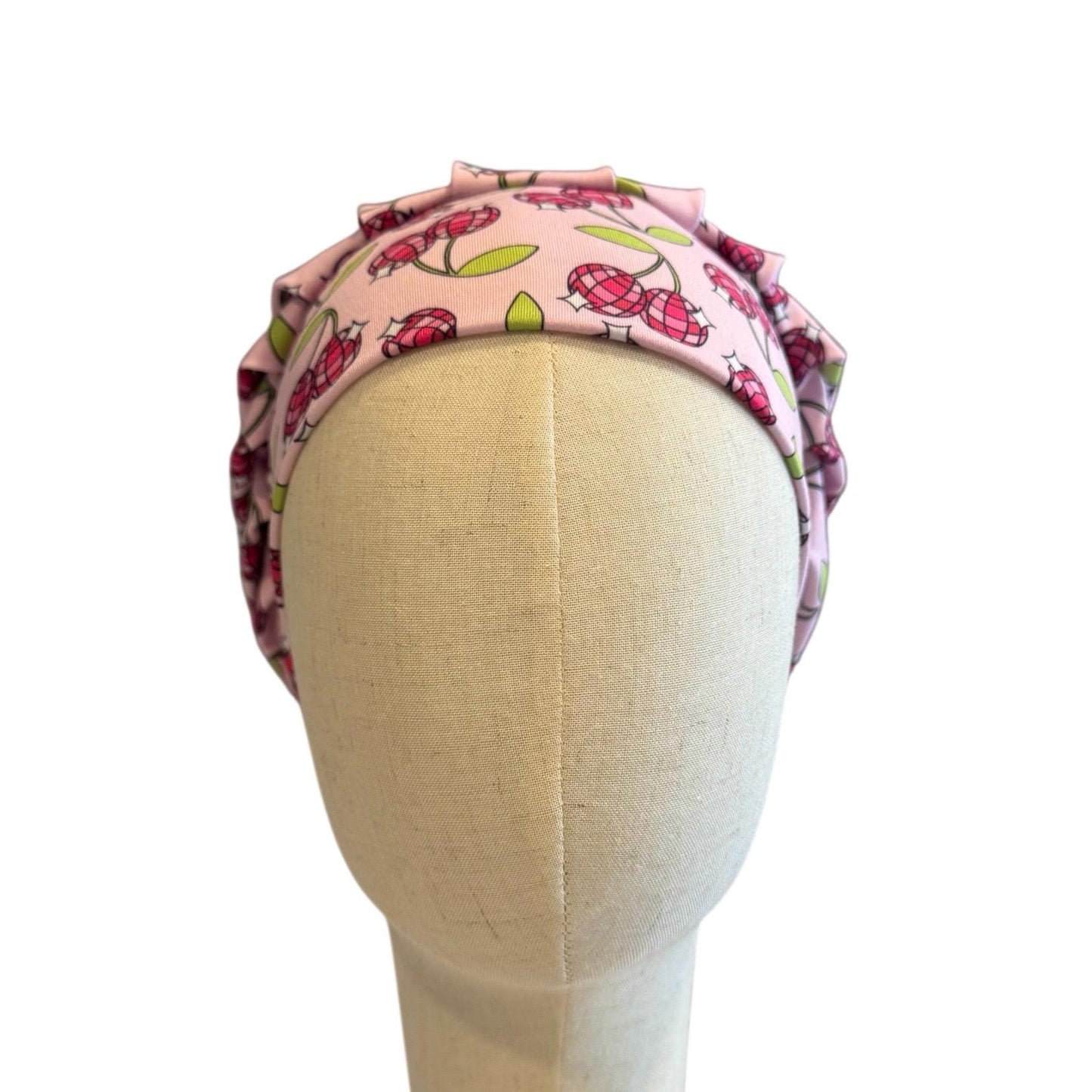 Cherry Disco Scrub Cap Hat, Soft Stretchy Headband Style Euro Cap, OR Hat