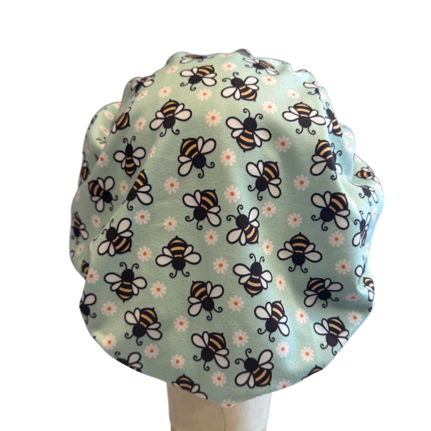 Bees Mint Scrub Cap Hat, Soft Stretchy Headband Style Euro Cap, OR Hat