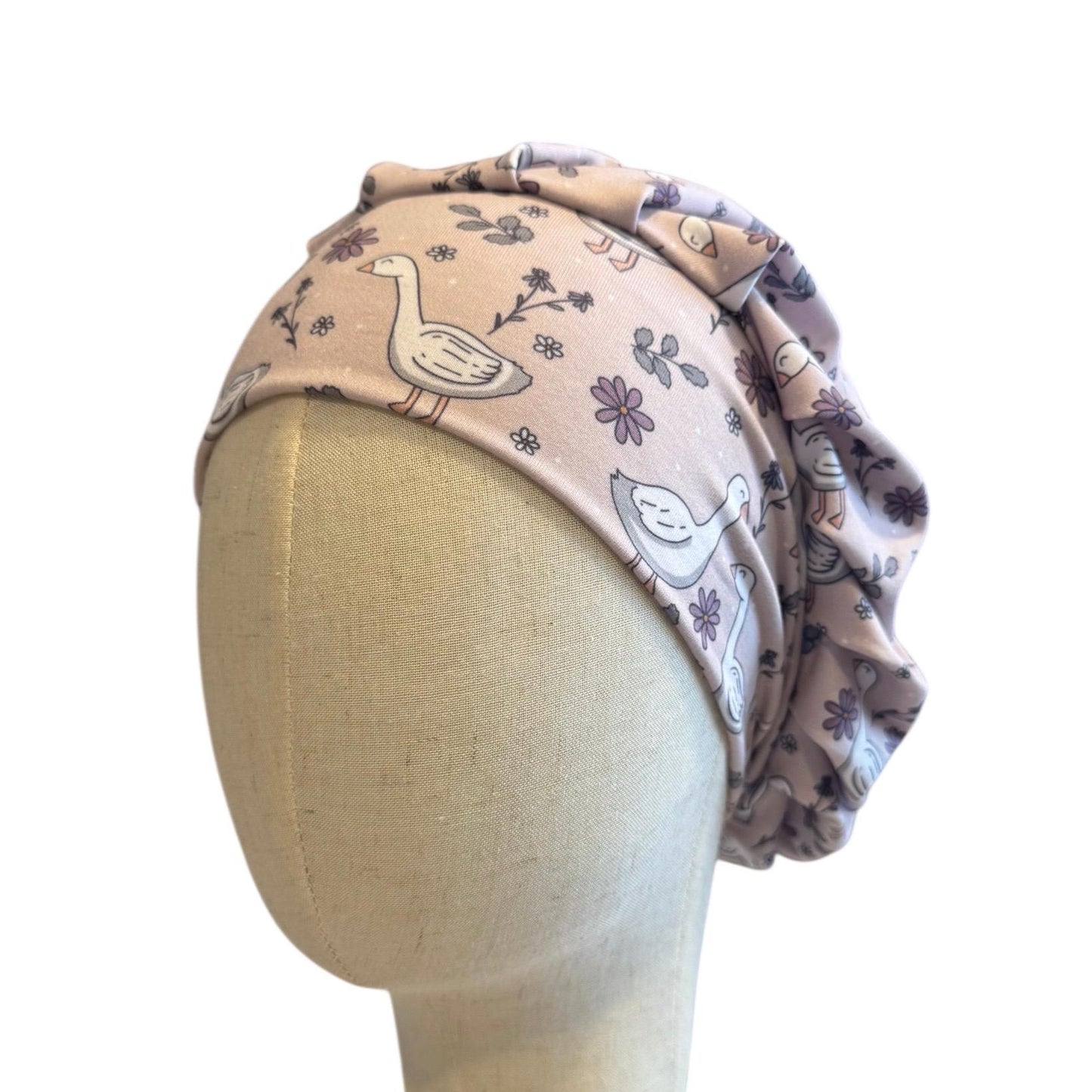Goose Floral Scrub Cap Hat, Soft Stretchy Headband Style Euro Cap, OR Hat