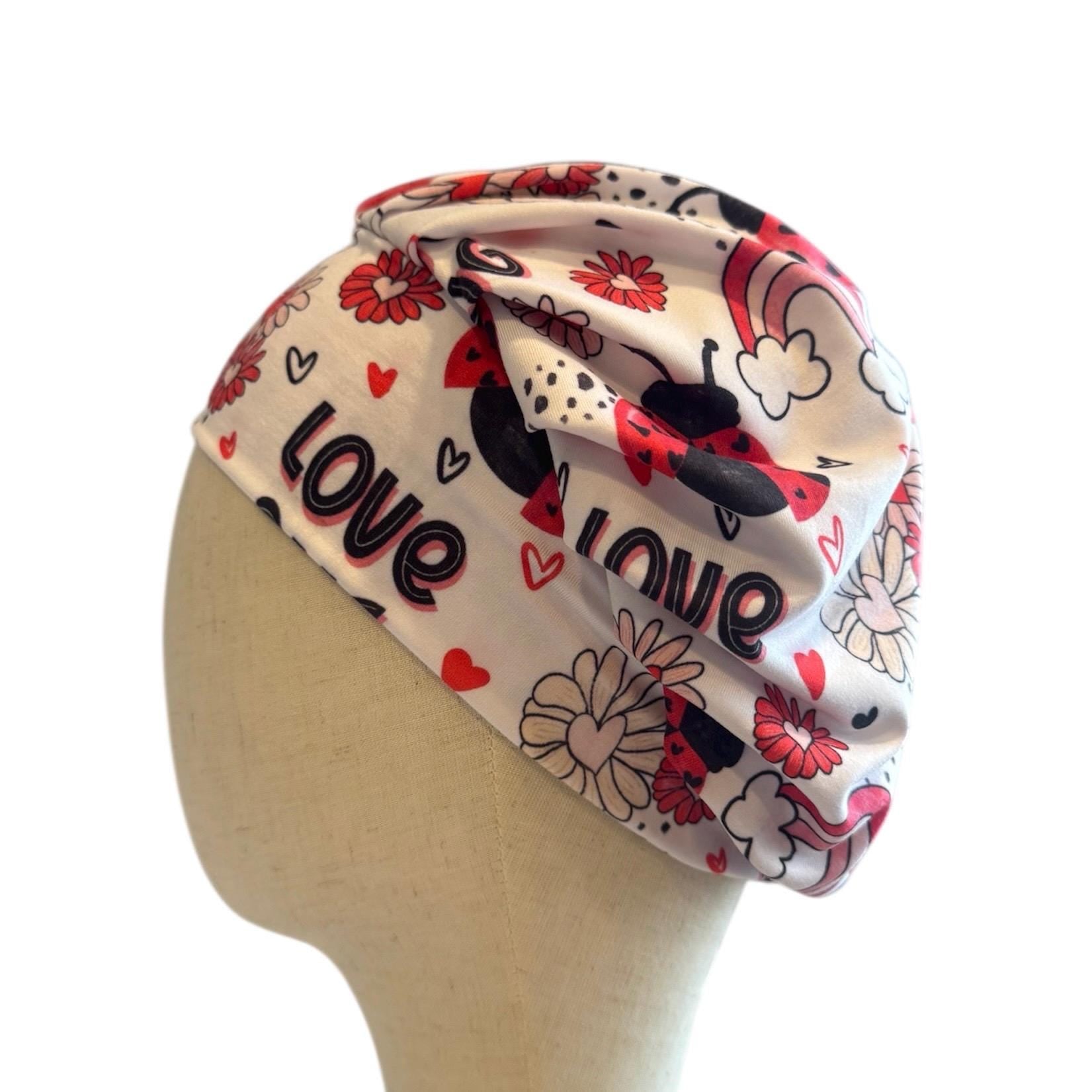 Love Bug Scrub Cap Hat, Soft Stretchy Headband Style Euro Cap, OR Hat