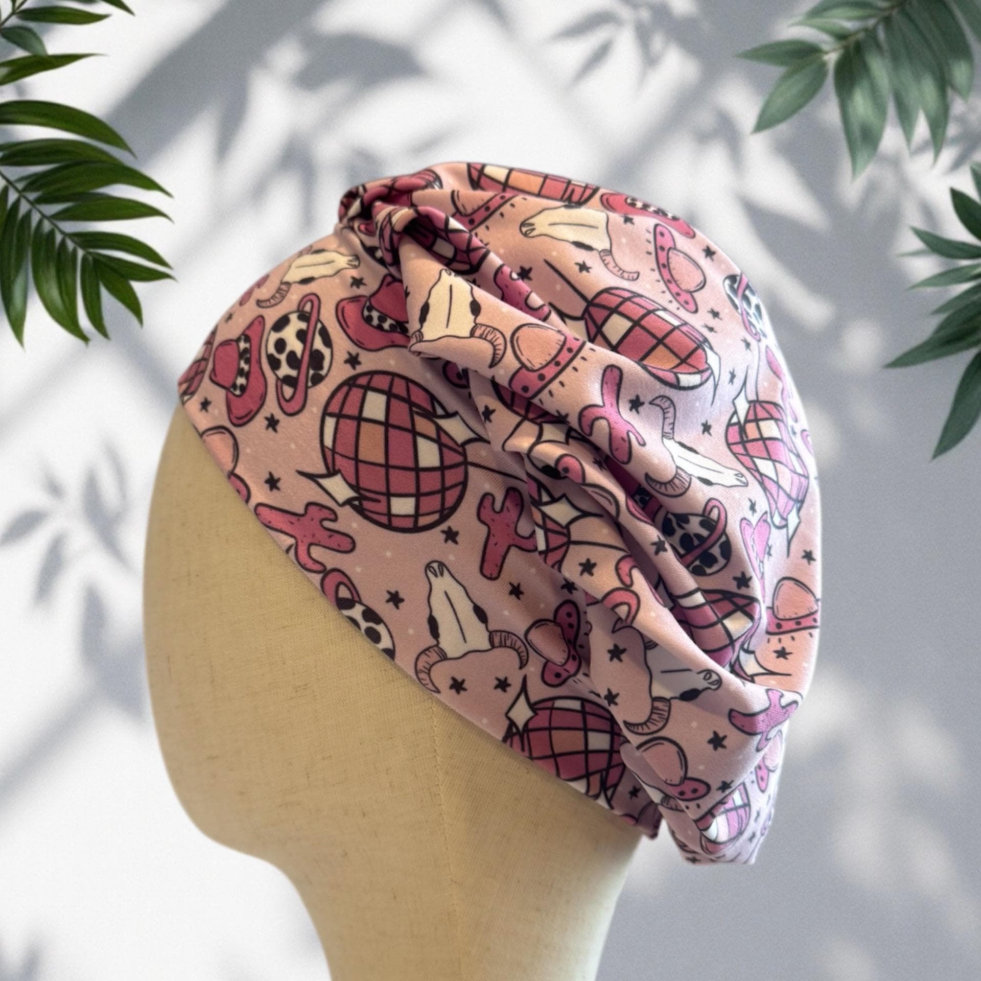 Disco Western Scrub Cap Hat, Soft Stretchy Headband Style Euro Cap, OR Hat
