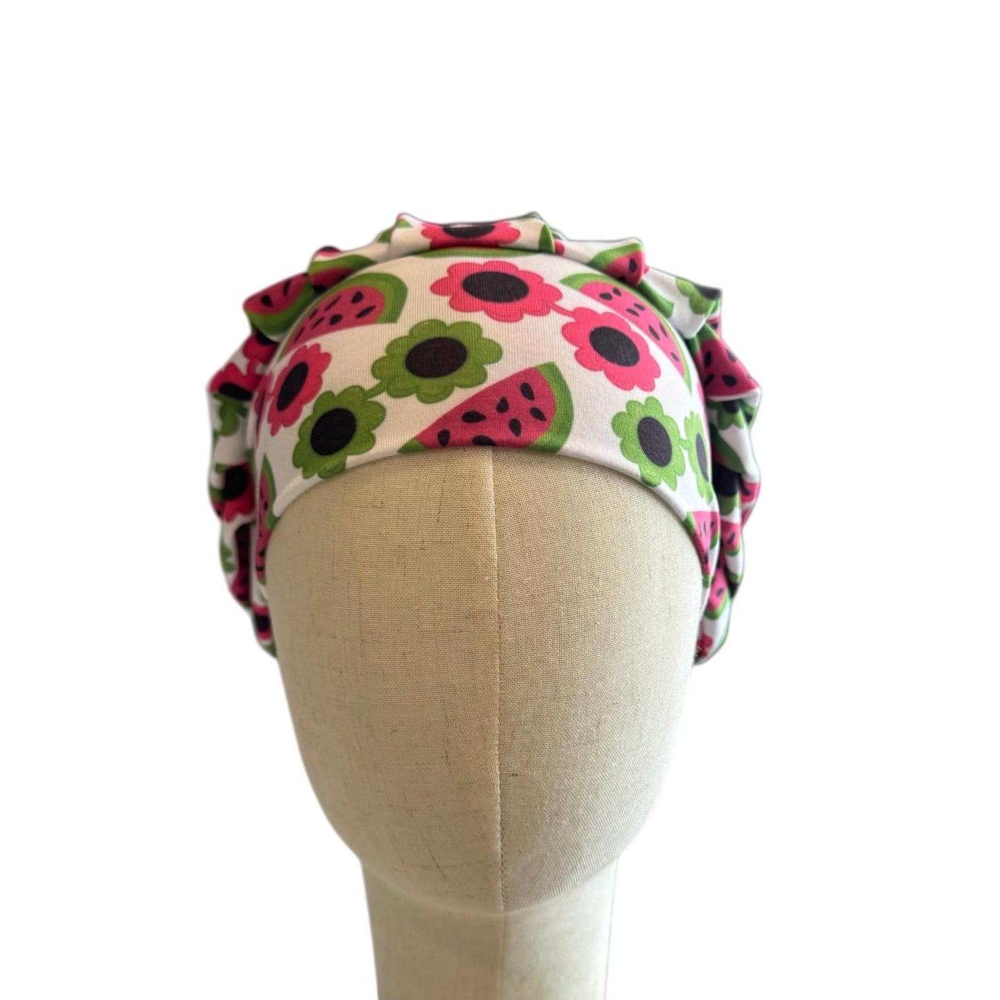 Watermelon Floral Scrub Cap Hat, Soft Stretchy Headband Style Euro Cap, OR Hat