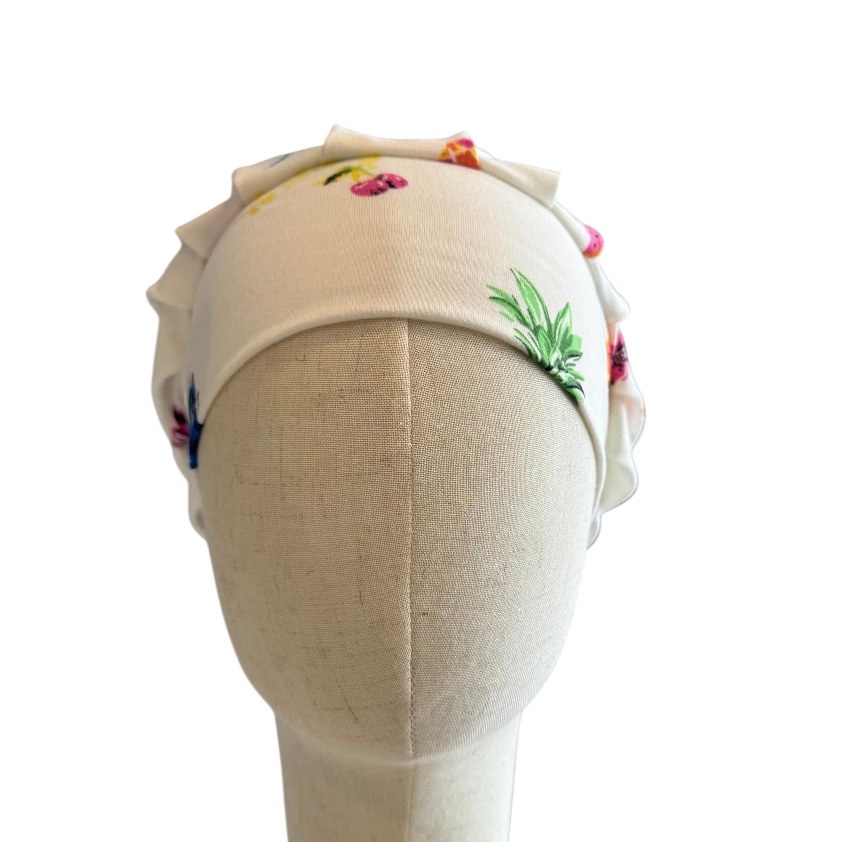White Pineapple Scrub Cap Hat, Soft Stretchy Headband Style Euro Cap, OR Hat