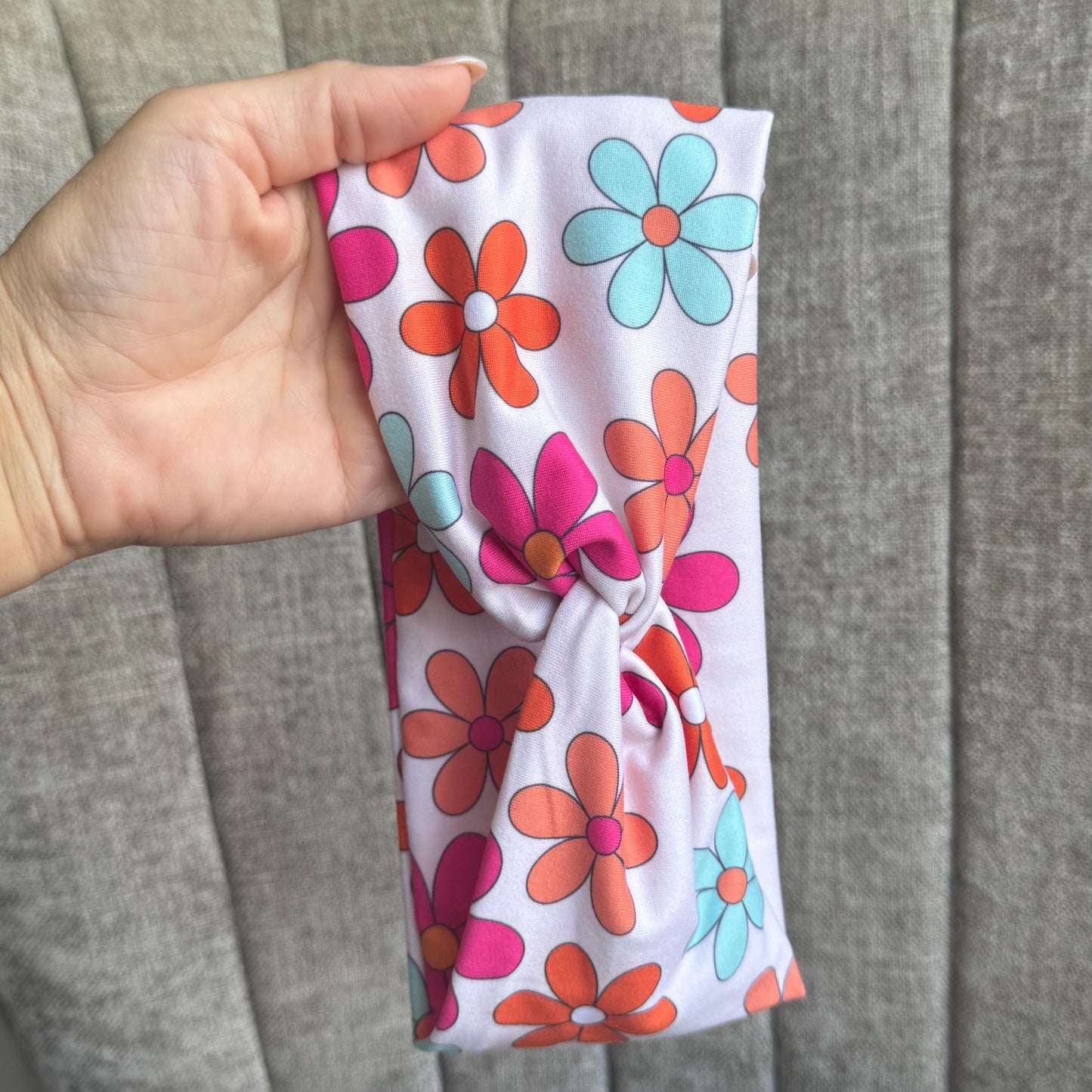 Summer Floral Twist Headband, Stretchy Soft Headband