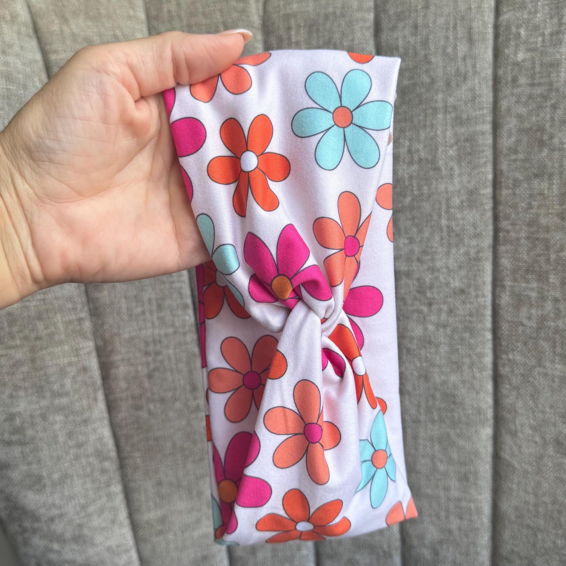 Summer Floral Twist Headband, Stretchy Soft Headband