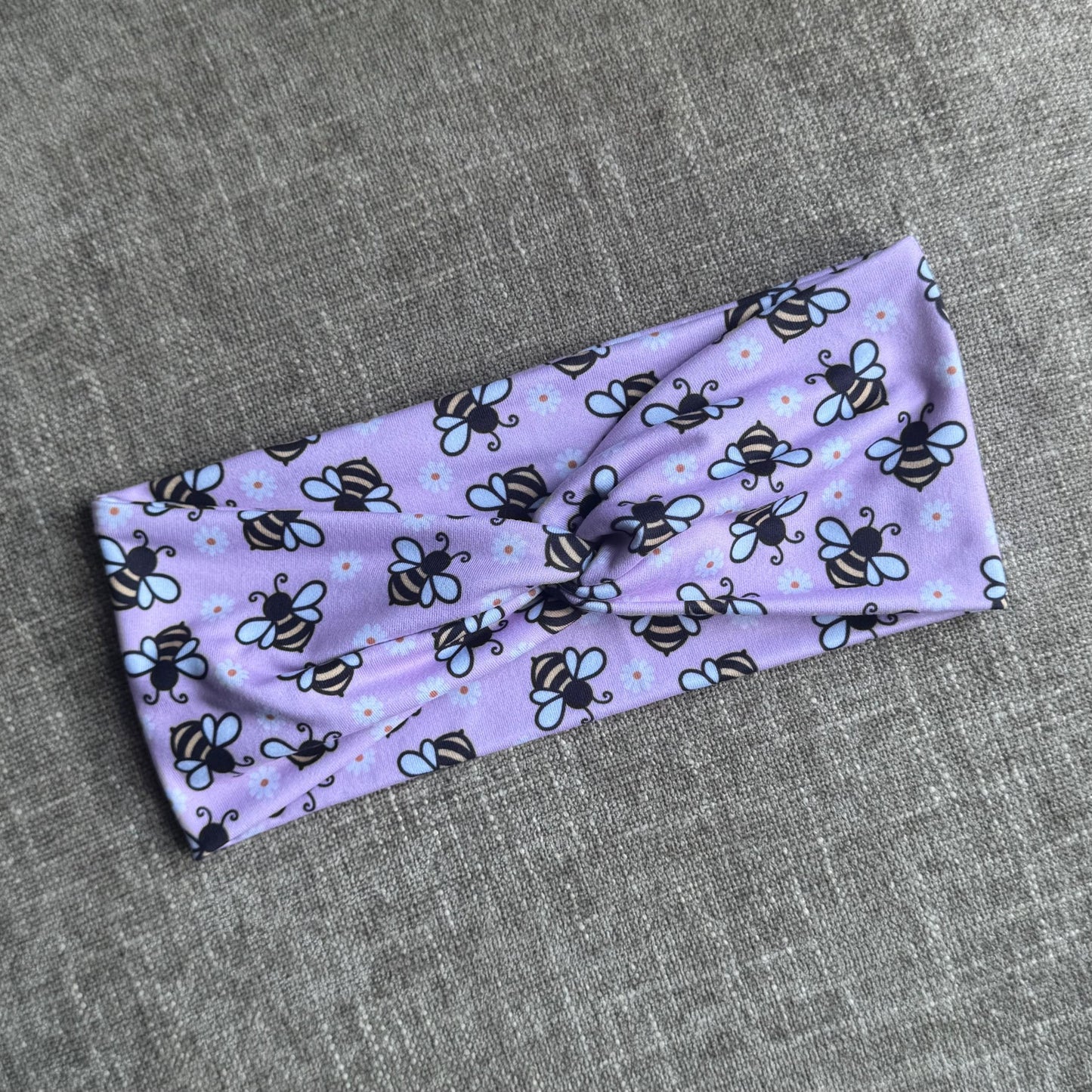 Pink Bees Twist Headband, Stretchy Soft Headband