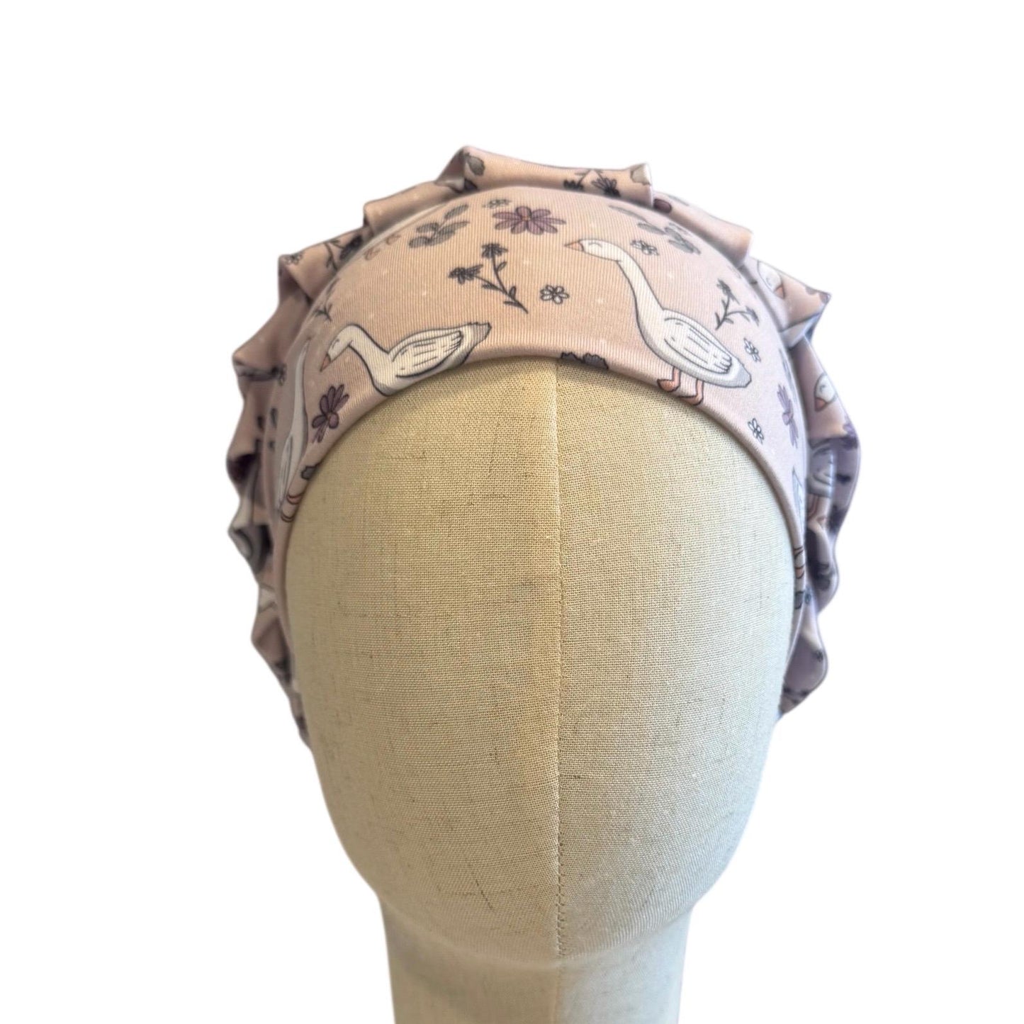 Goose Floral Scrub Cap Hat, Soft Stretchy Headband Style Euro Cap, OR Hat