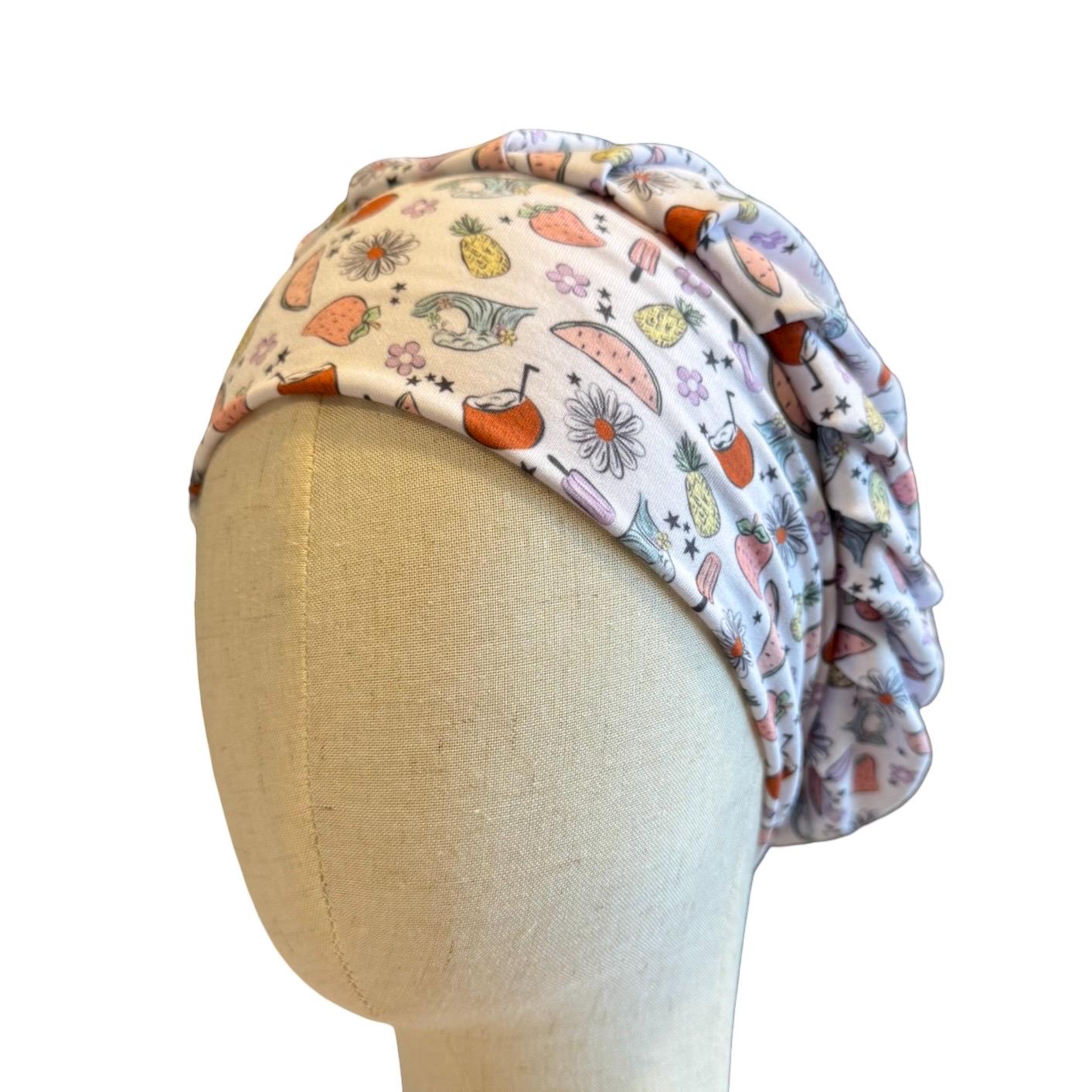 Beach Vibes Scrub Cap Hat, Soft Stretchy Headband Style Euro Cap, OR Hat