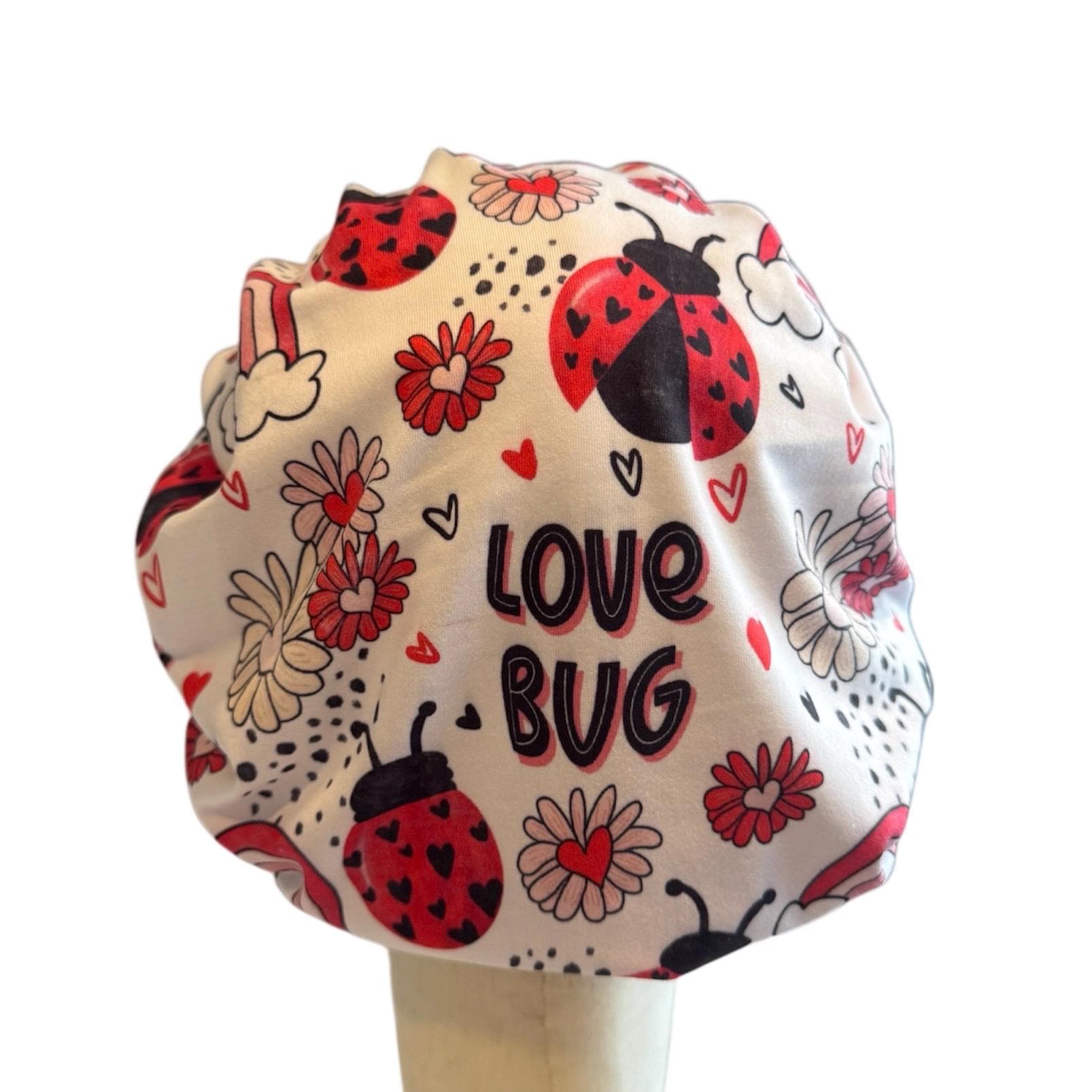 Love Bug Scrub Cap Hat, Soft Stretchy Headband Style Euro Cap, OR Hat