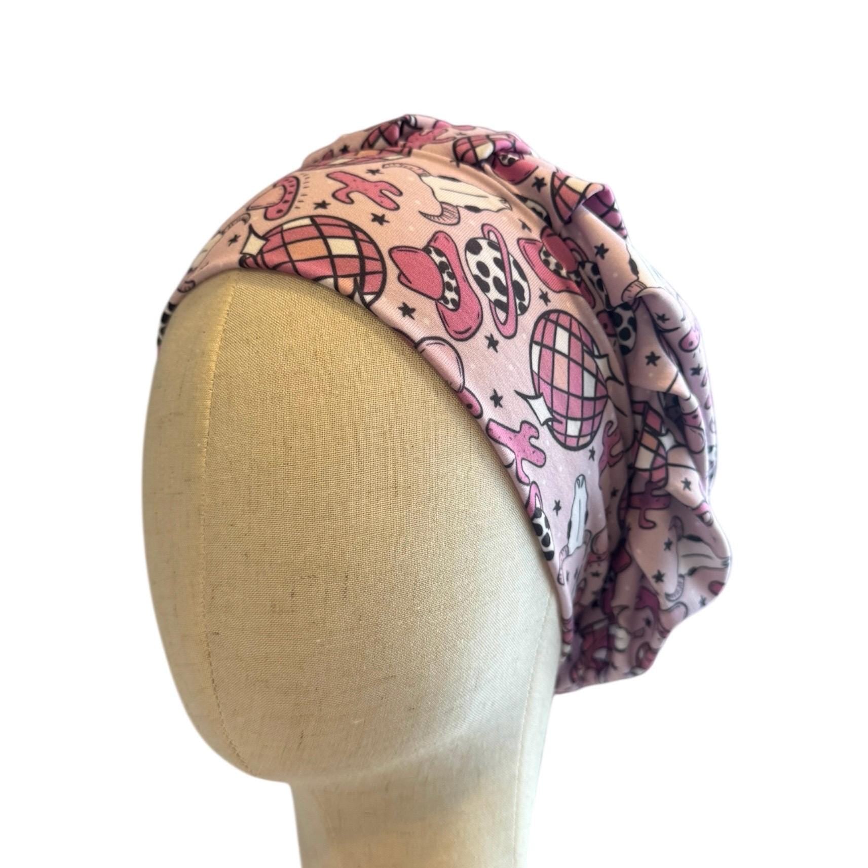 Disco Western Scrub Cap Hat, Soft Stretchy Headband Style Euro Cap, OR Hat