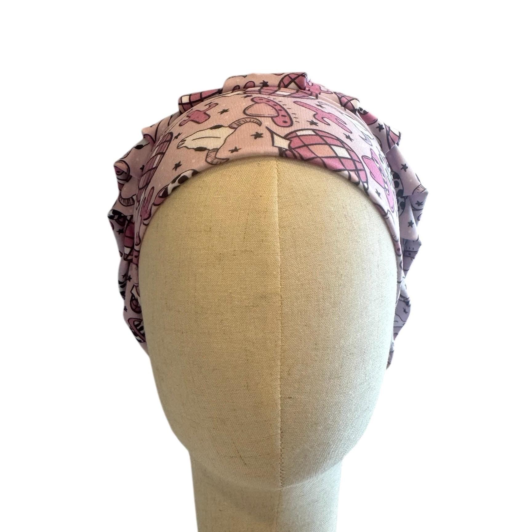 Disco Western Scrub Cap Hat, Soft Stretchy Headband Style Euro Cap, OR Hat