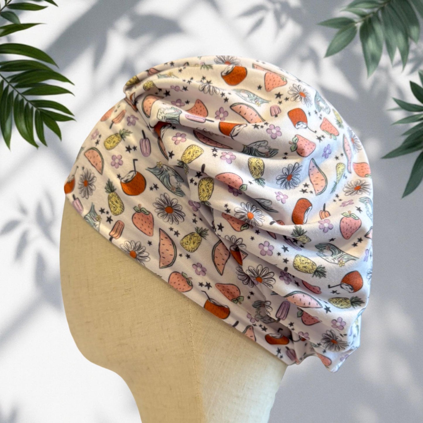 Beach Vibes Scrub Cap Hat, Soft Stretchy Headband Style Euro Cap, OR Hat