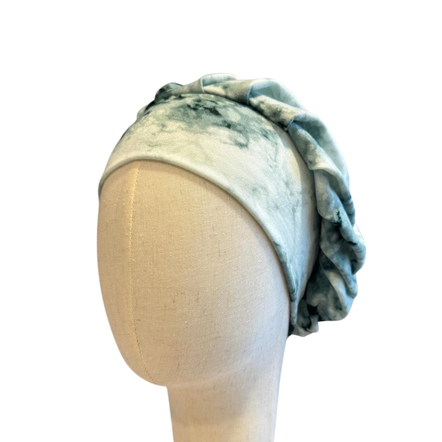 Sage Tie Dye Scrub Cap Hat, Soft Stretchy Headband Style Bouffant Cap, OR Hat