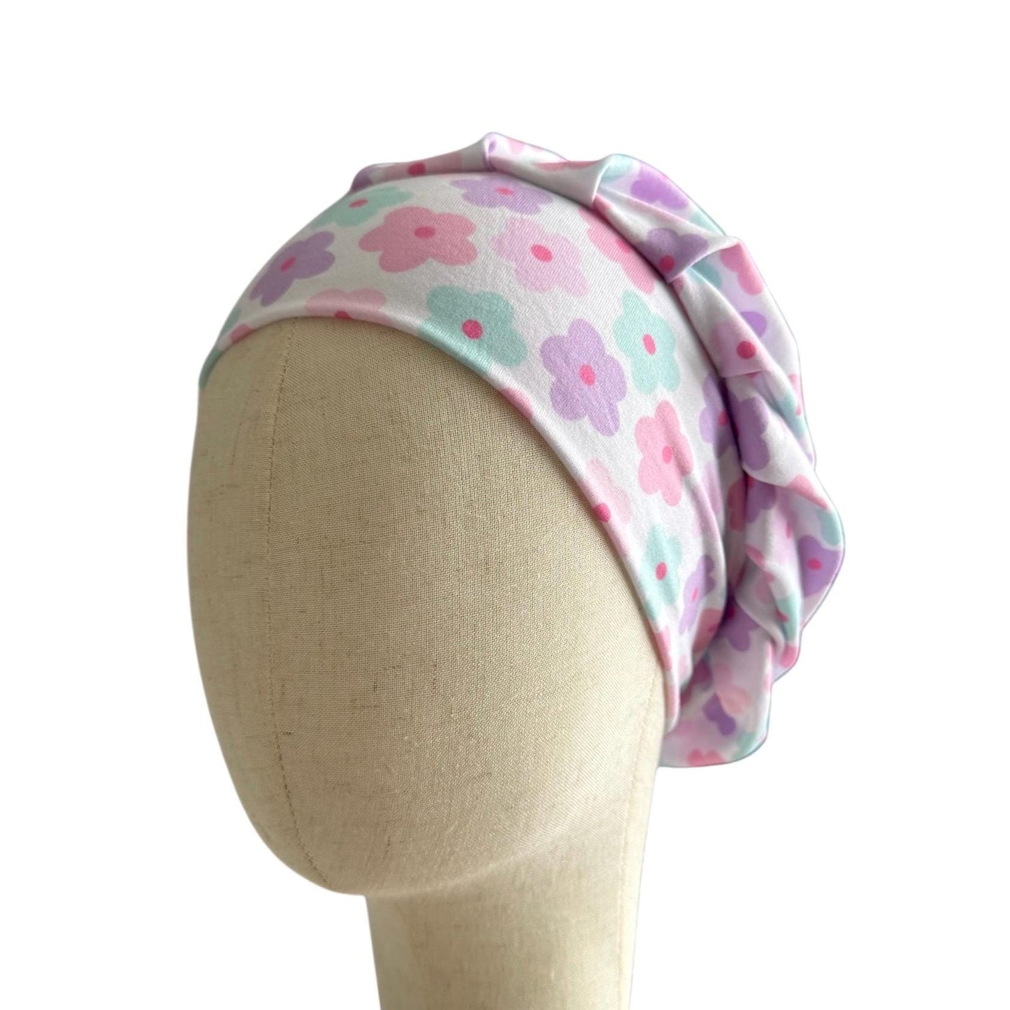 Summer Floral Scrub Cap Hat, Soft Stretchy Headband Style Euro Cap, OR Hat
