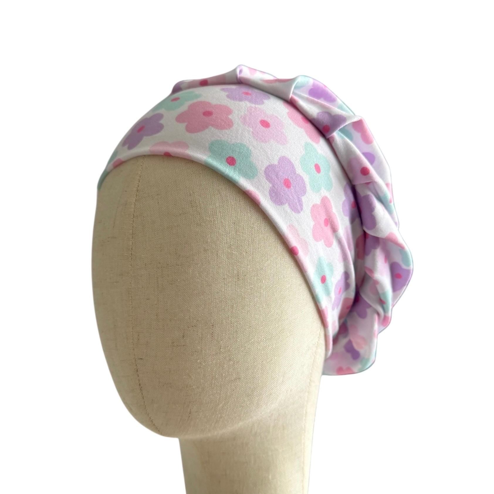 Summer Floral Scrub Cap Hat, Soft Stretchy Headband Style Euro Cap, OR Hat