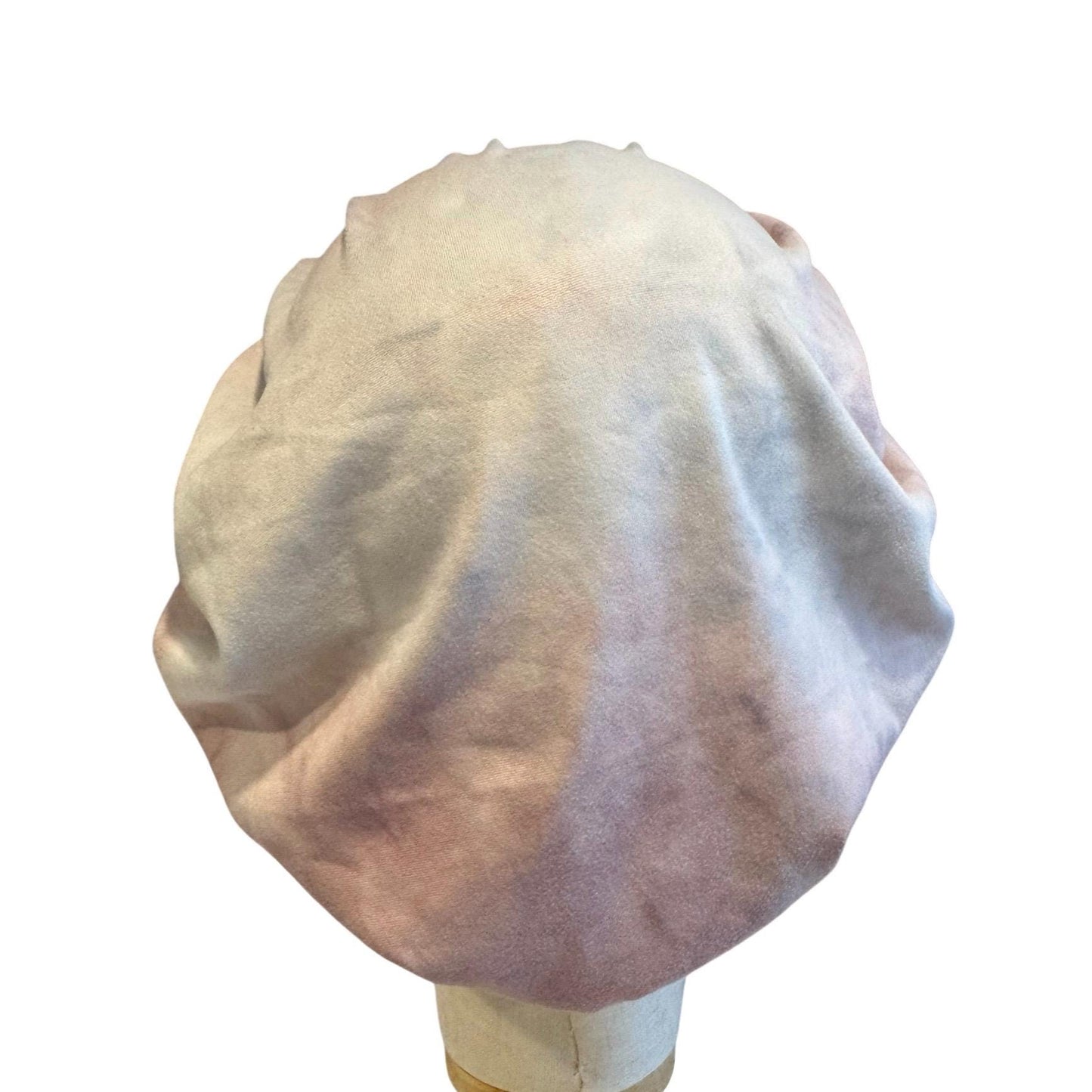 Silver/Mauve Tie Dye Scrub Cap Hat, Soft Stretchy Headband Style Bouffant Cap, OR Hat
