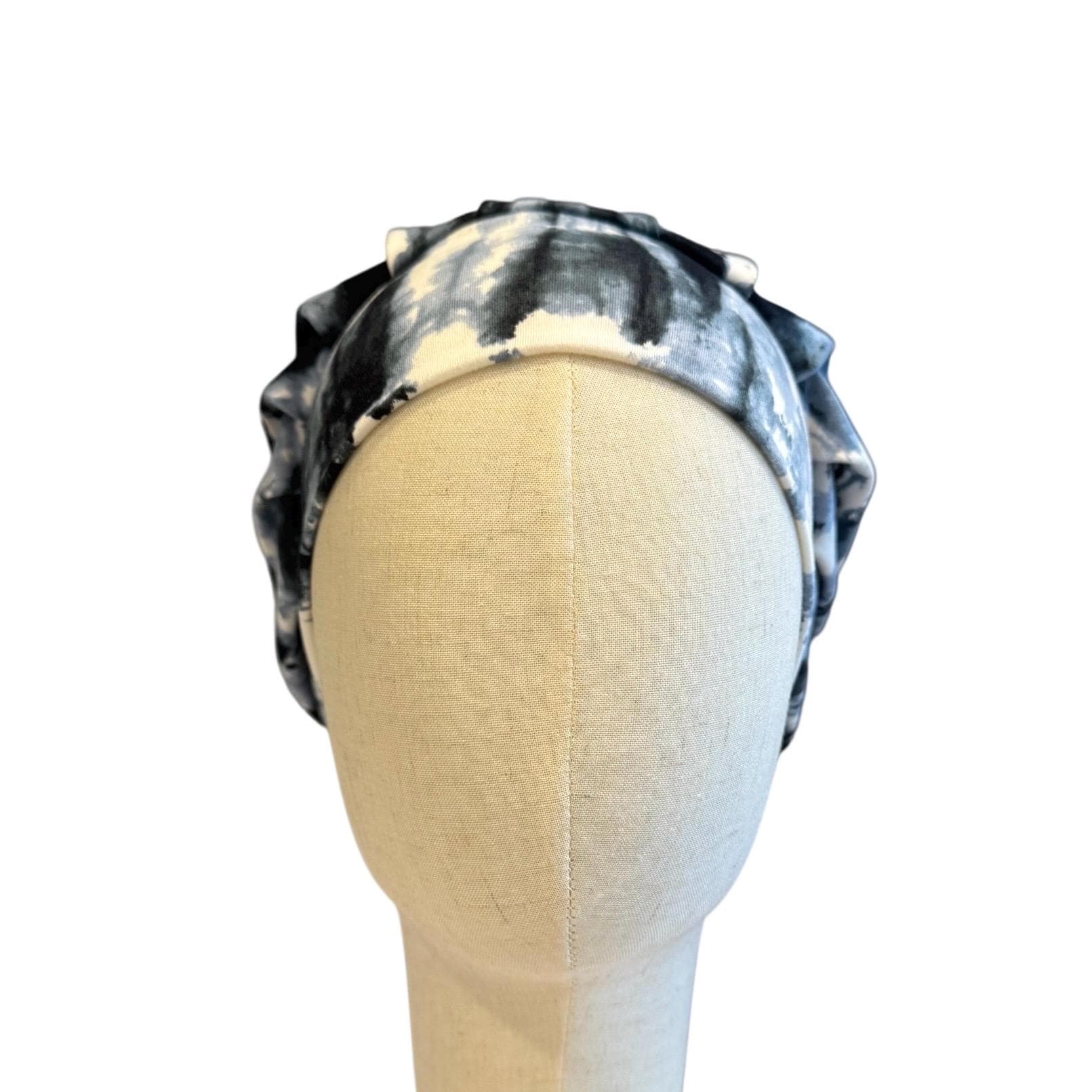 Blue/Black Tie Dye Scrub Cap Hat, Soft Stretchy Headband Style Bouffant Cap, OR Hat