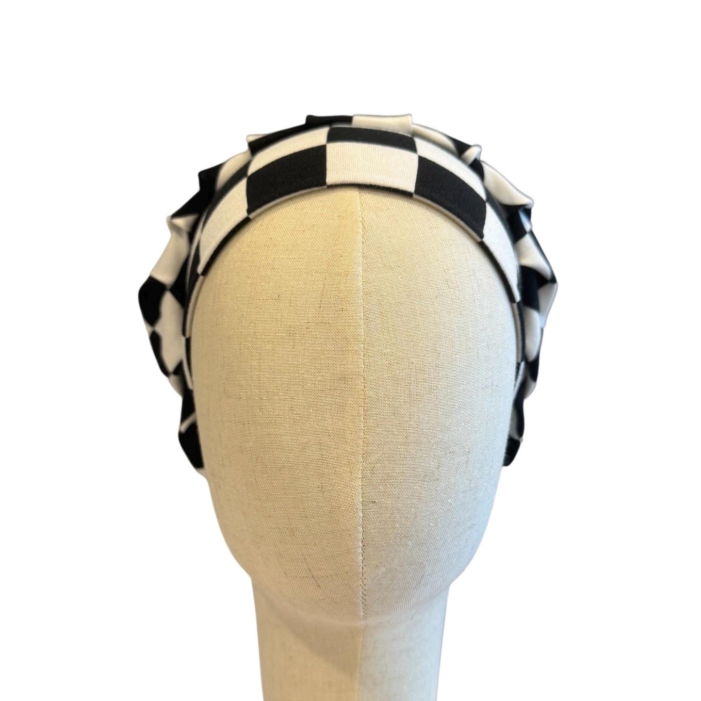 White/Black Checkered Scrub Cap Hat, Soft Stretchy Headband Style Bouffant Cap, OR Hat