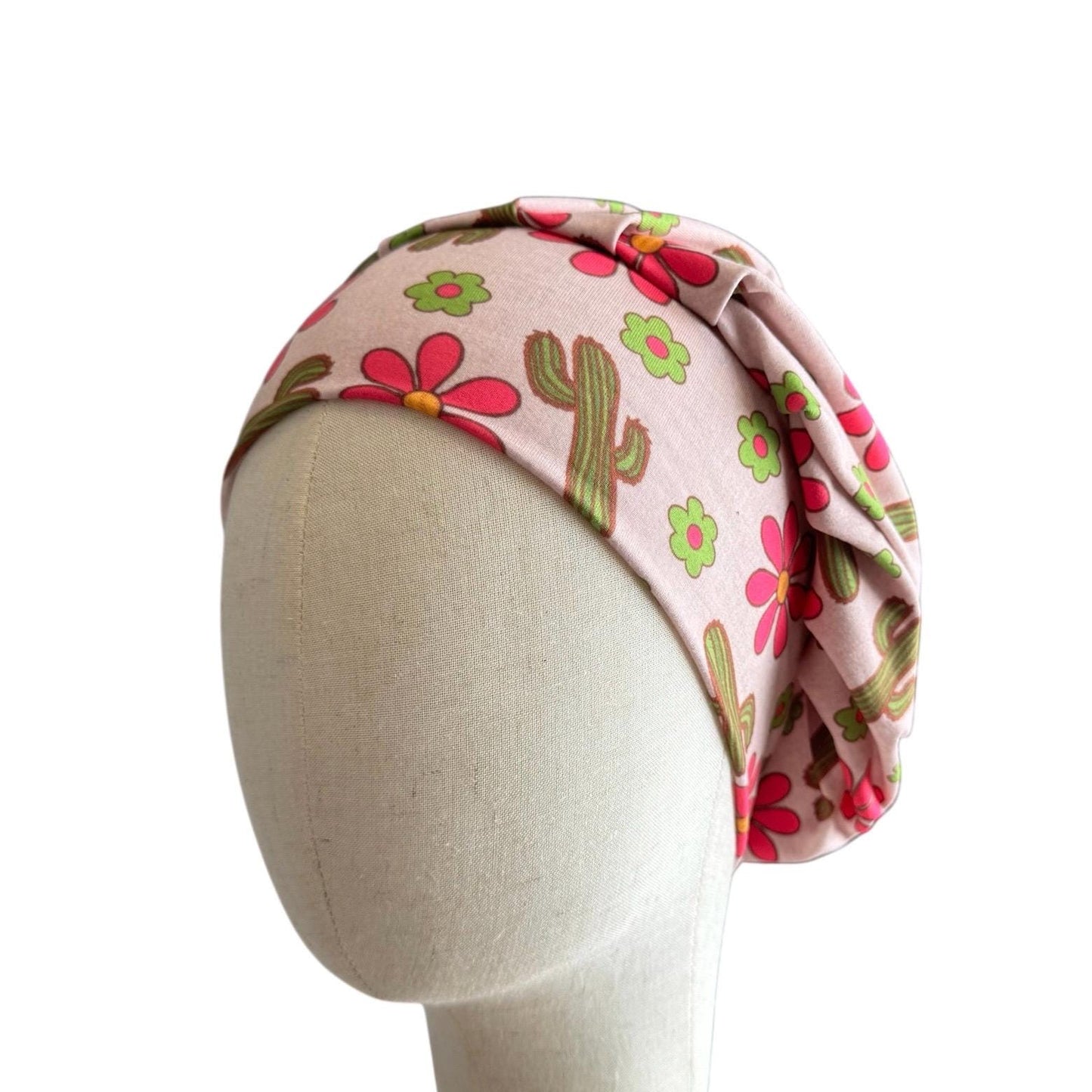 Floral Cacti Scrub Cap Hat, Soft Stretchy Headband Style Bouffant Cap, OR Hat