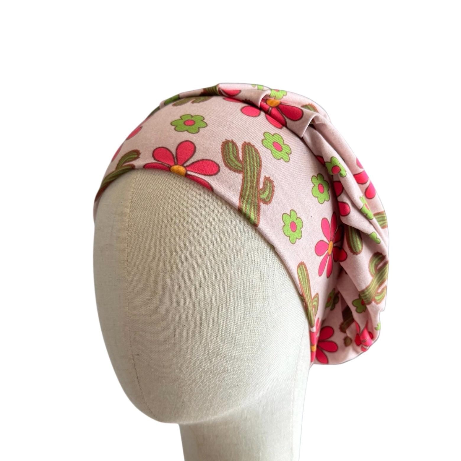 Floral Cacti Scrub Cap Hat, Soft Stretchy Headband Style Bouffant Cap, OR Hat