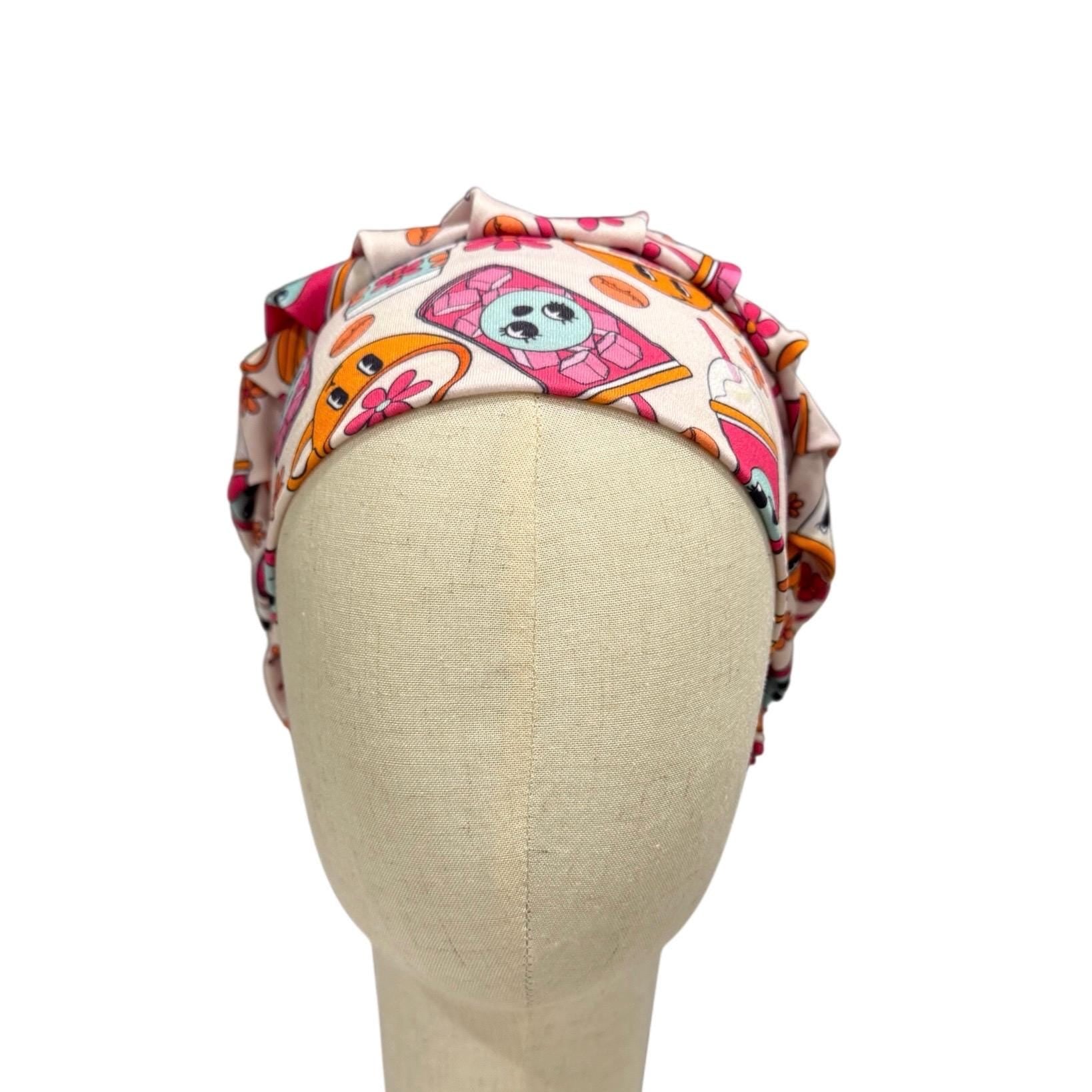 Cute Snack Print Bouffant Scrub Cap | Fun Nurse Hat, Surgical Cap for Women, Doctor, Dentist, Vet, Medical Accessories