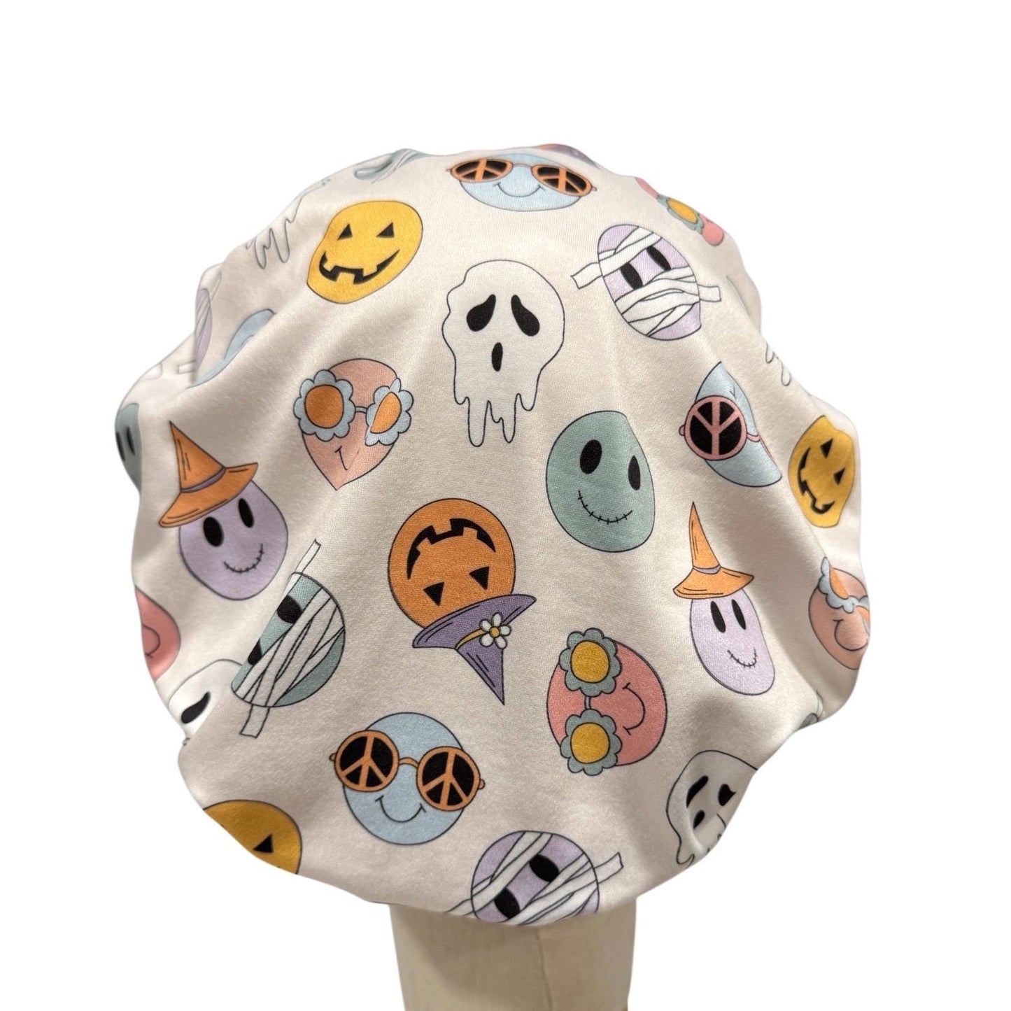 Halloween Bouffant Scrub Cap | Cute Surgical Cap with Pumpkins, Ghosts & Mummies | Nurse Hat, Doctor, Dentist, Vet, Medical Gift