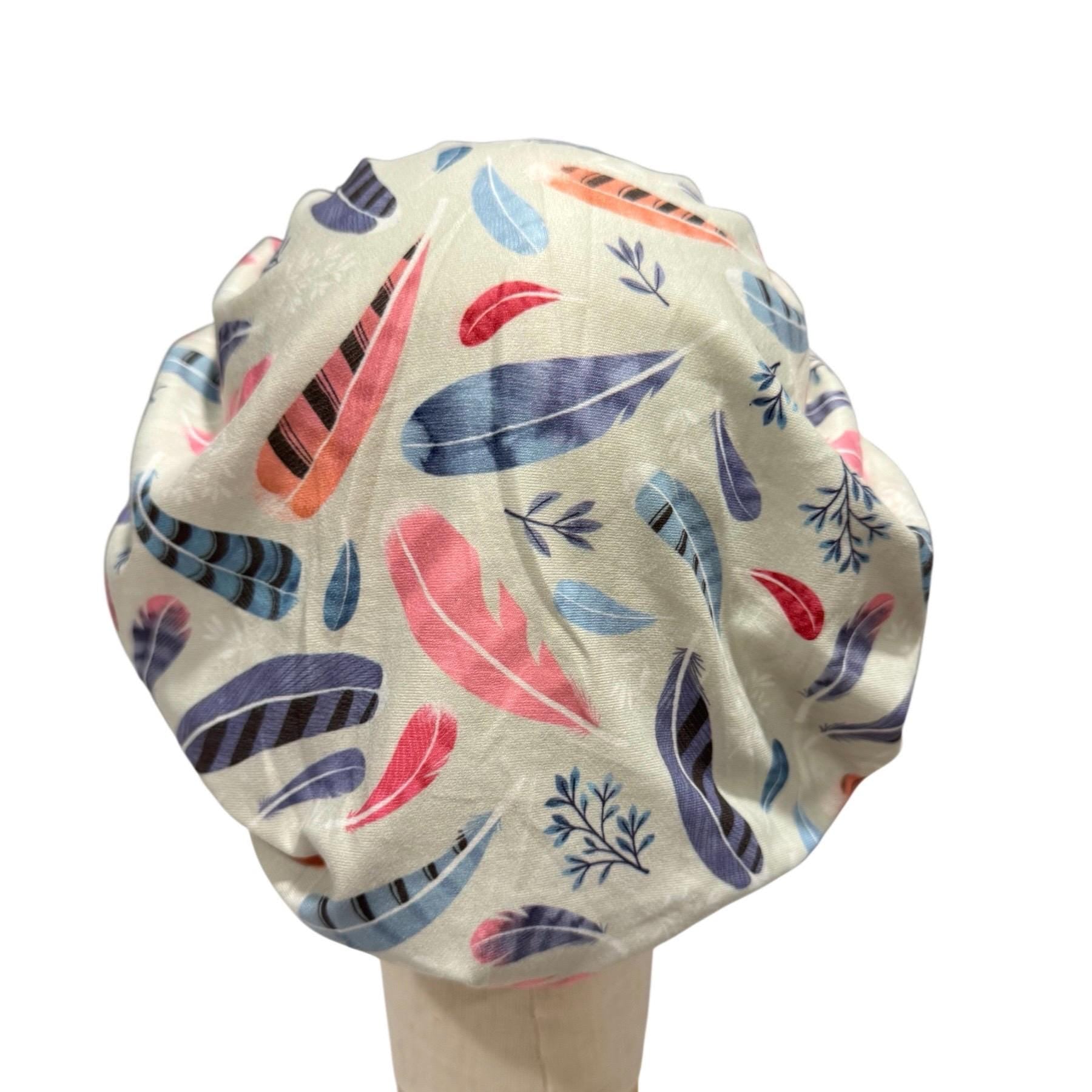 Colorful Feather Scrub Cap – A Fun & Stylish Bouffant Hat for Nurses and Healthcare Heroes
