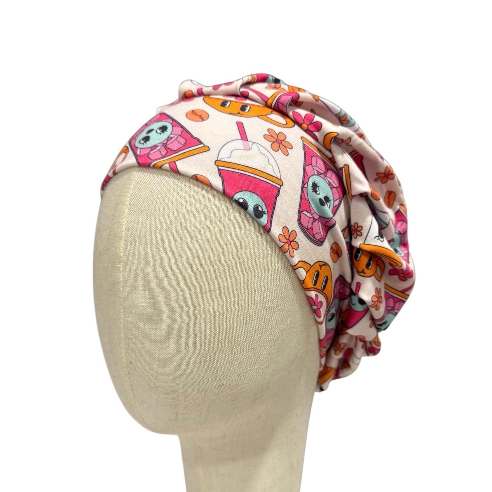 Cute Snack Print Bouffant Scrub Cap | Fun Nurse Hat, Surgical Cap for Women, Doctor, Dentist, Vet, Medical Accessories