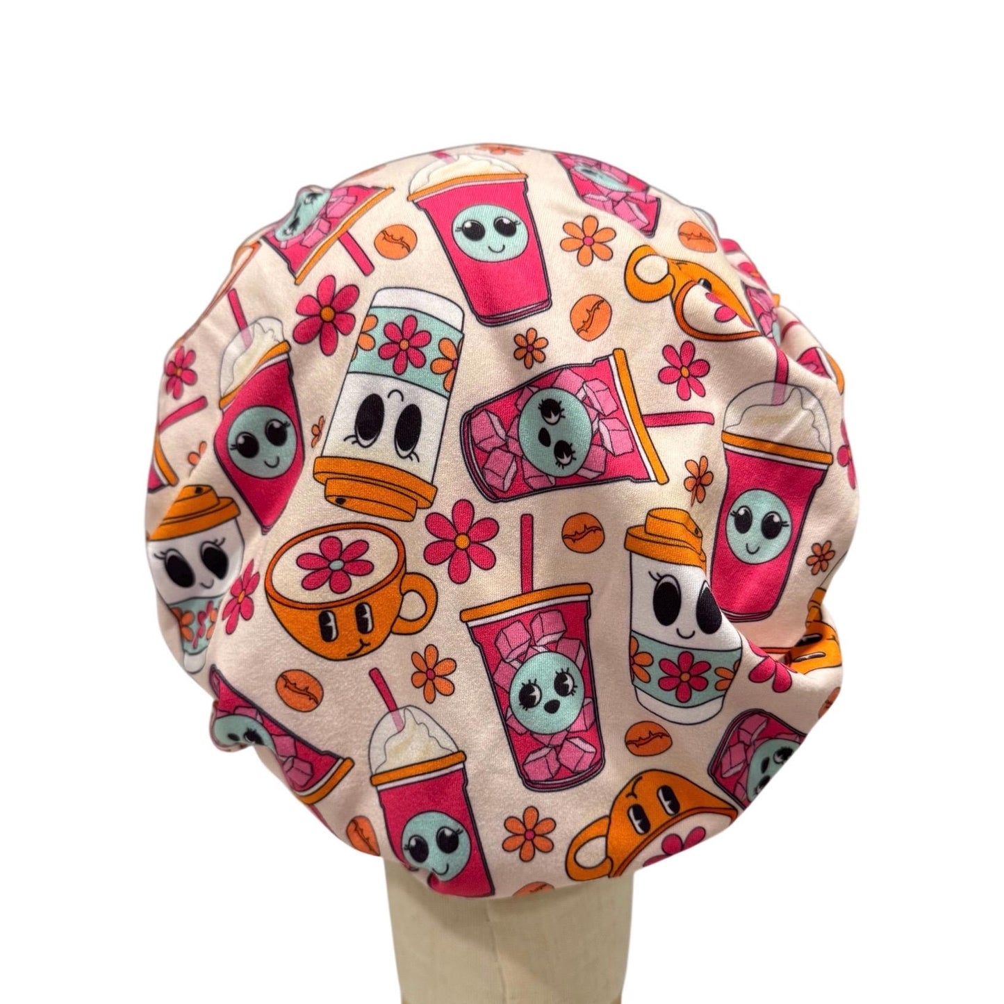 Cute Snack Print Bouffant Scrub Cap | Fun Nurse Hat, Surgical Cap for Women, Doctor, Dentist, Vet, Medical Accessories