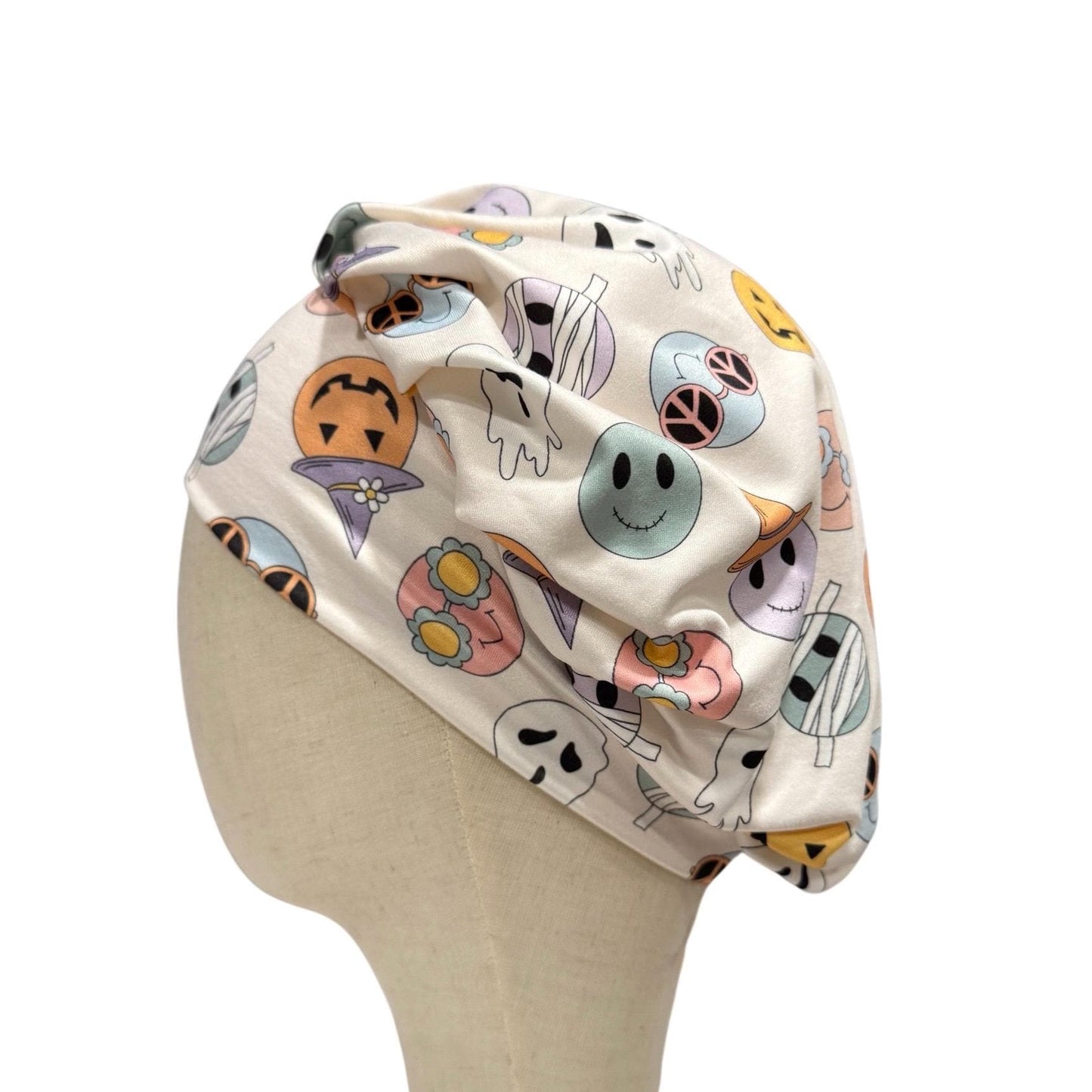 Halloween Bouffant Scrub Cap | Cute Surgical Cap with Pumpkins, Ghosts & Mummies | Nurse Hat, Doctor, Dentist, Vet, Medical Gift