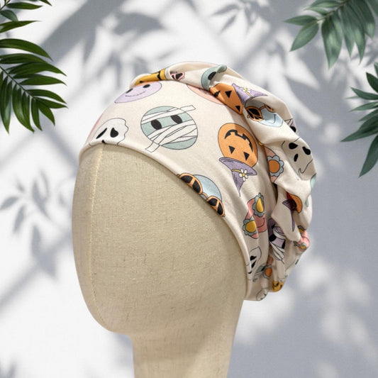 Halloween Bouffant Scrub Cap | Cute Surgical Cap with Pumpkins, Ghosts & Mummies | Nurse Hat, Doctor, Dentist, Vet, Medical Gift
