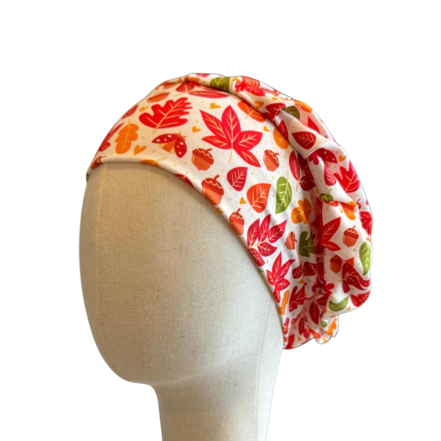 Fall Leaves Scrub Cap – Bouffant Style Surgical Hat with Autumn Leaf Print, Headband Style Scrub Cap