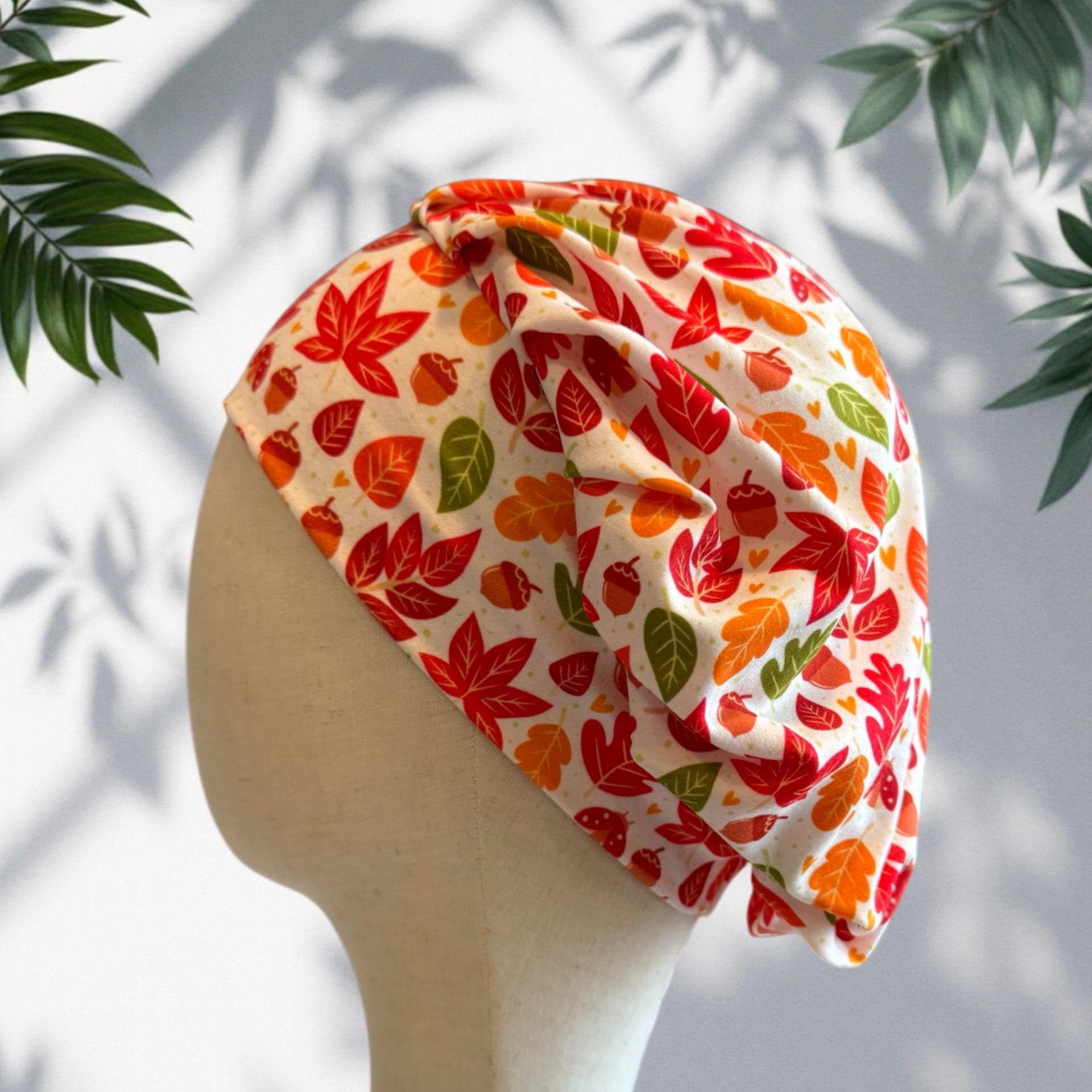 Fall Leaves Scrub Cap – Bouffant Style Surgical Hat with Autumn Leaf Print, Headband Style Scrub Cap