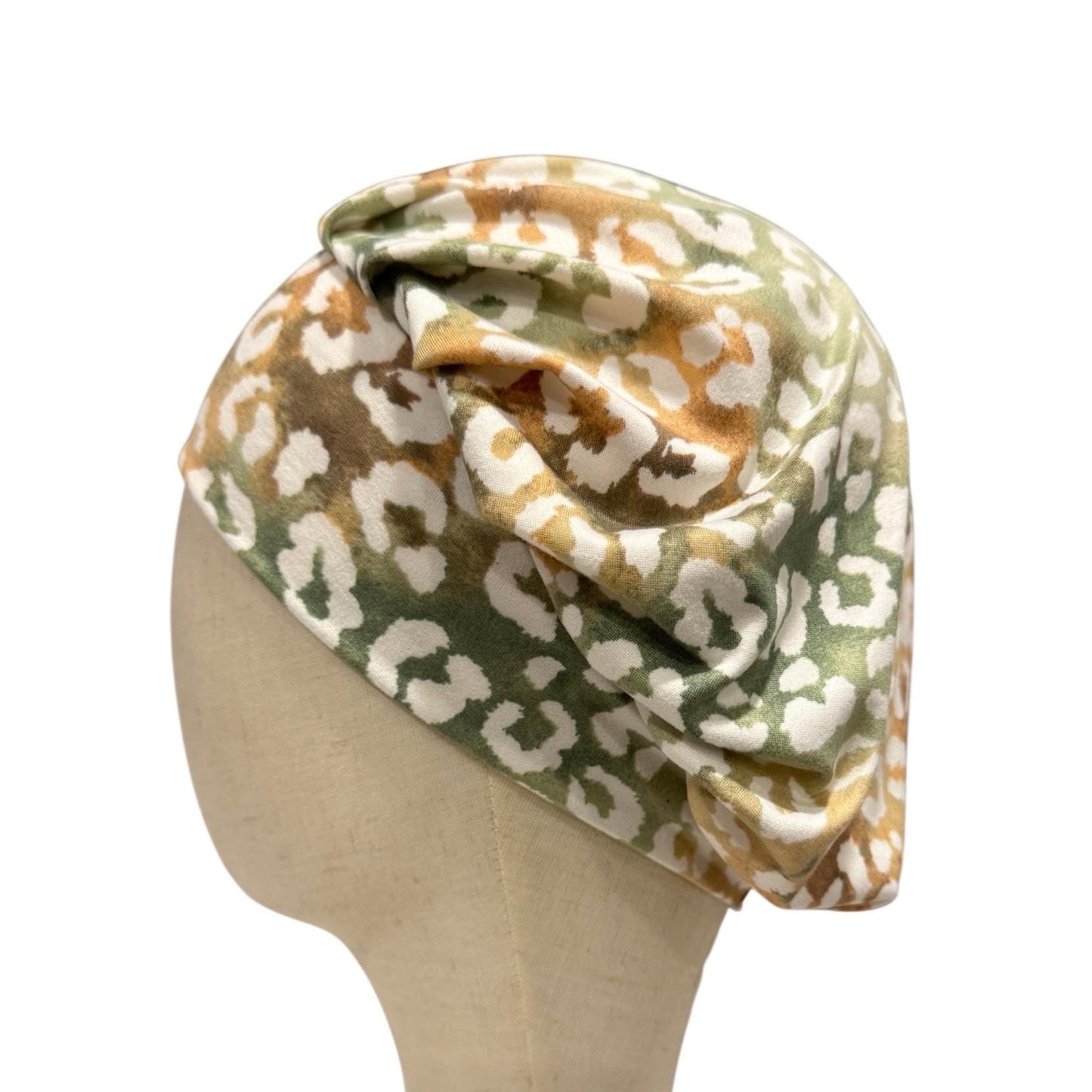 Leopard Print Scrub Cap – Handmade Bouffant Surgical Hat, Animal Print Nurse Cap