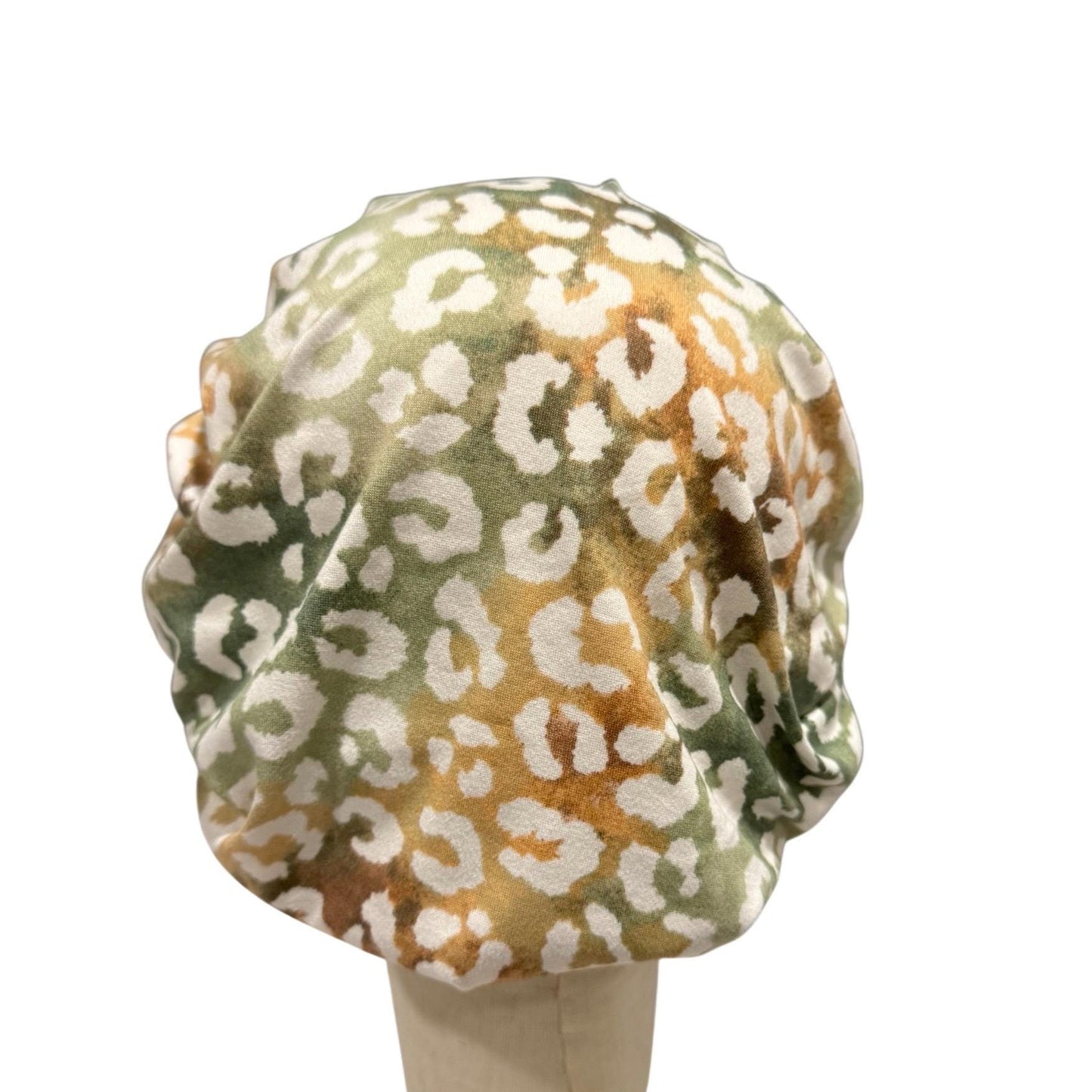 Leopard Print Scrub Cap – Handmade Bouffant Surgical Hat, Animal Print Nurse Cap