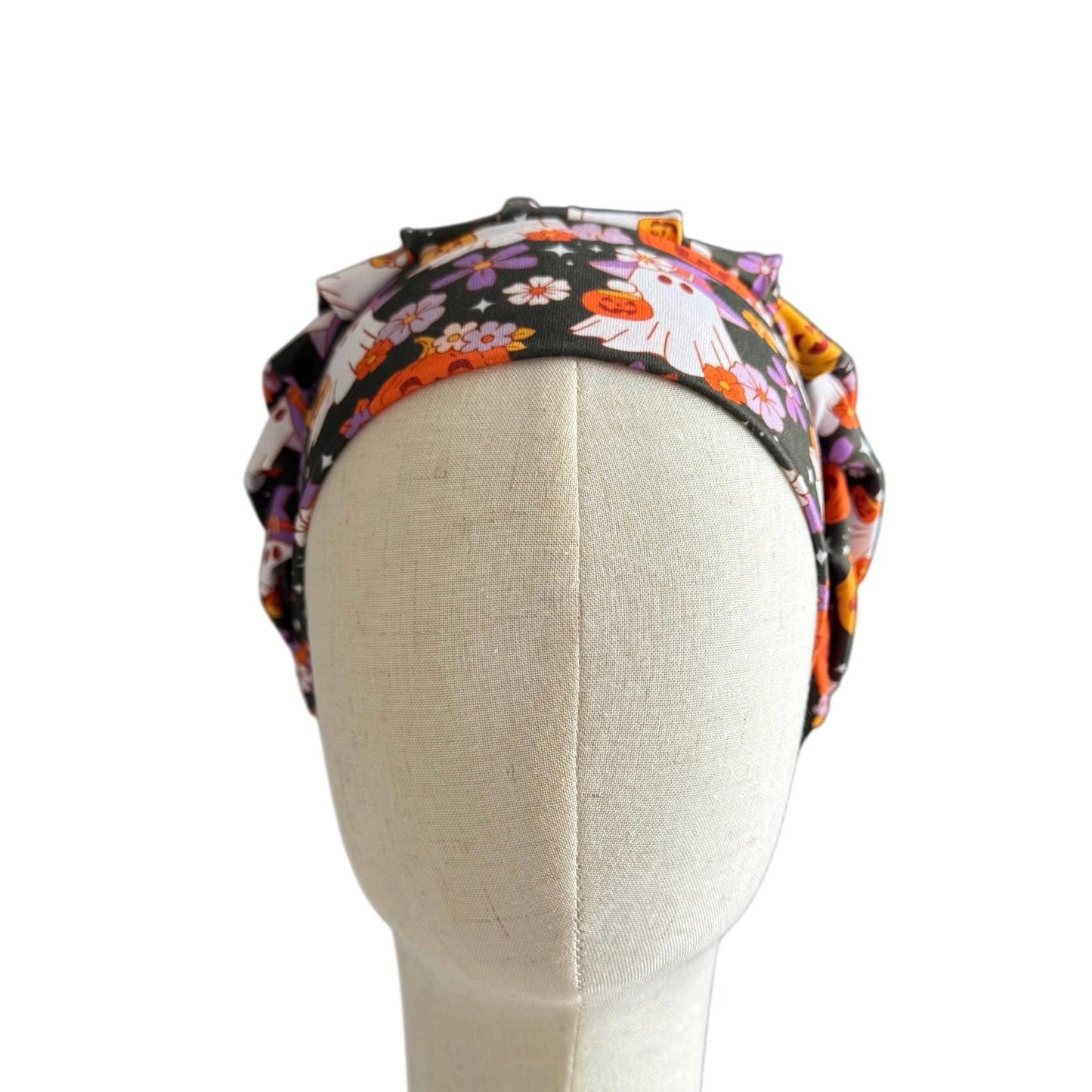 Halloween Scrub Cap | Ghosts & Pumpkins Surgical Hat | Bouffant Style Scrub Cap | Cute Spooky Floral Medical Hat | Nurse Halloween Gift