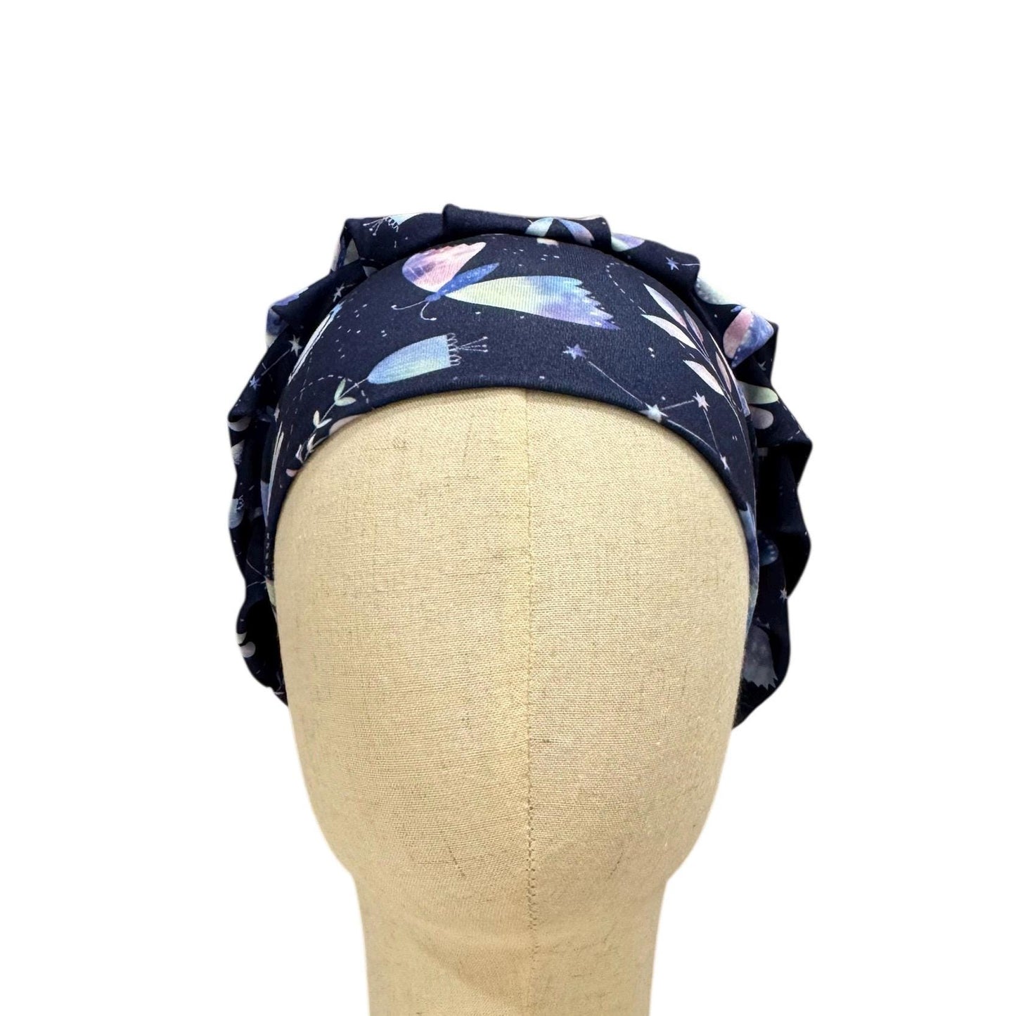 Galaxy Floral Scrub Cap | Celestial Bouffant Surgical Hat | Cosmic Night Sky Nurse Scrub Hat | Handmade Medical Cap