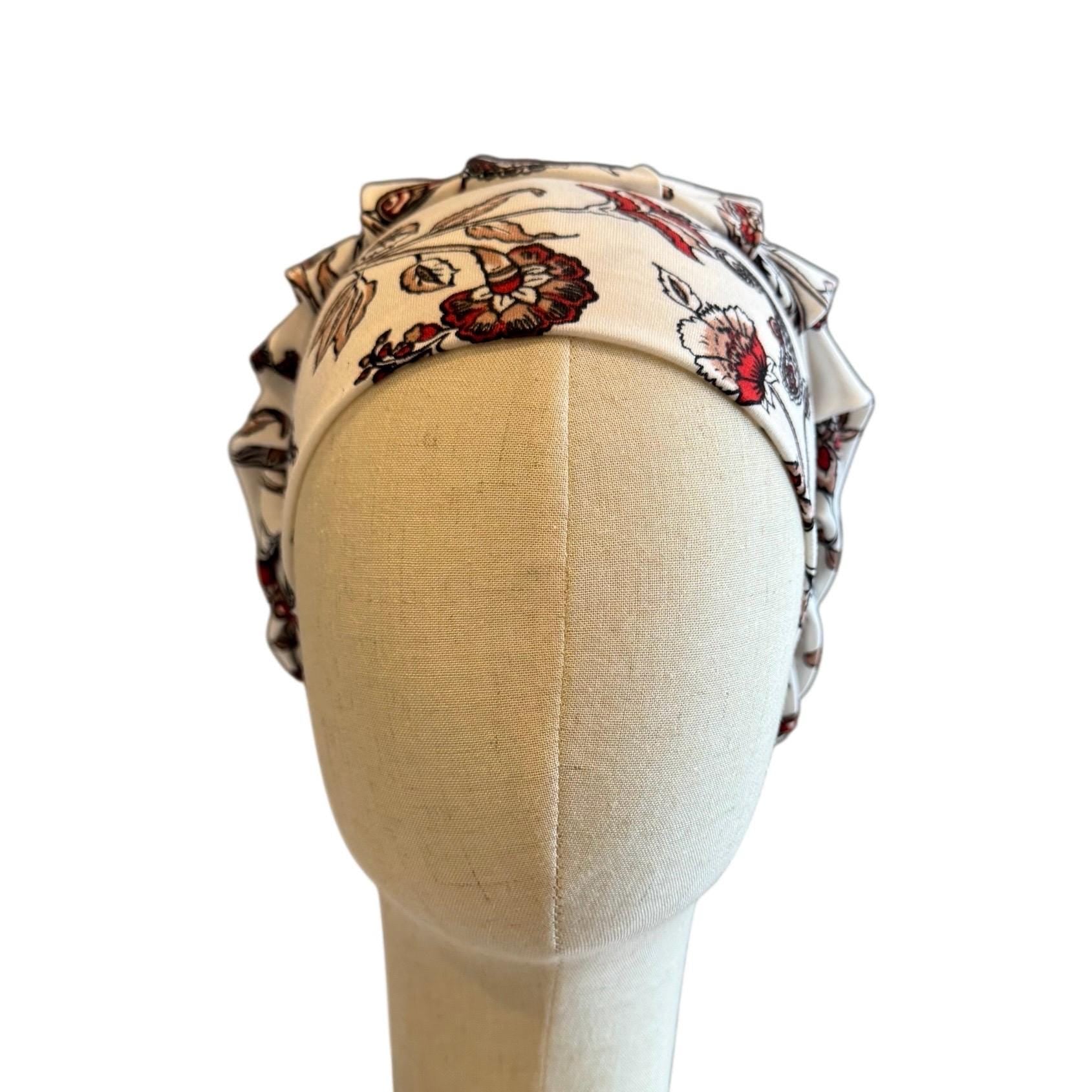 Floral Paisley Scrub Cap Bouffant Style Surgical Hat with Elegant Botanical Print, Headband Style Scrub Cap
