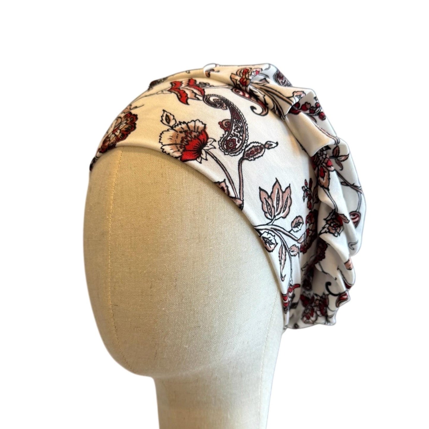 Floral Paisley Scrub Cap Bouffant Style Surgical Hat with Elegant Botanical Print, Headband Style Scrub Cap