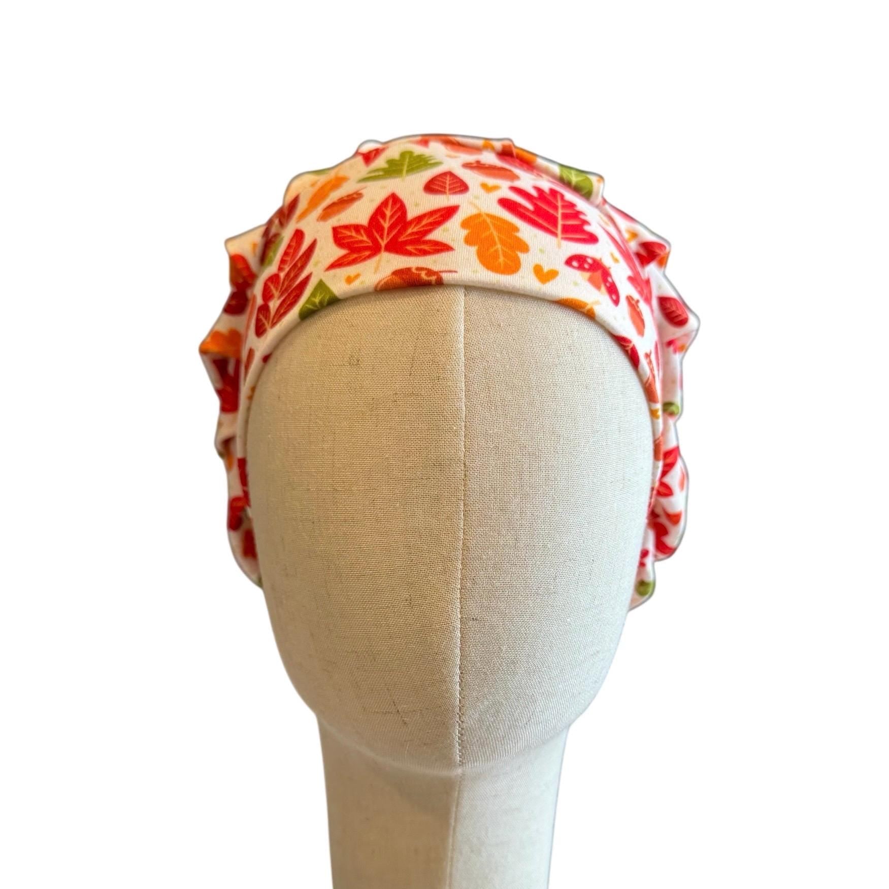 Fall Leaves Scrub Cap – Bouffant Style Surgical Hat with Autumn Leaf Print, Headband Style Scrub Cap