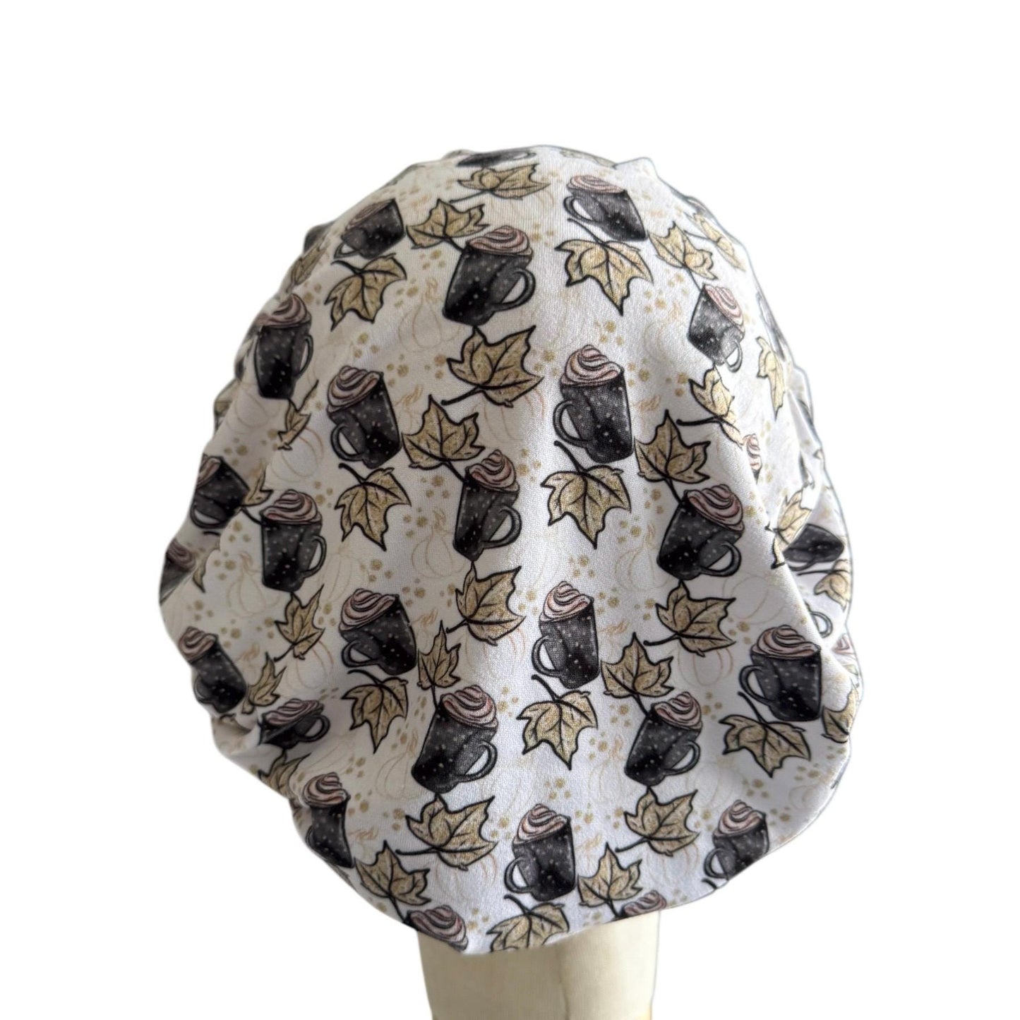 Autumn Coffee Scrub Cap | Fall Leaves Surgical Hat | Cozy Latte Nurse Cap | Handmade Bouffant Medical Headwear | createdbymishka