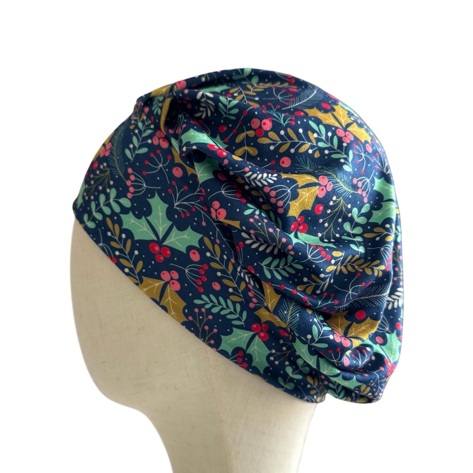 Christmas Scrub Cap | Holiday Holly Berry Surgical Hat | Festive Winter Nurse Bouffant Cap | Handmade Medical Headwear | createdbymishka