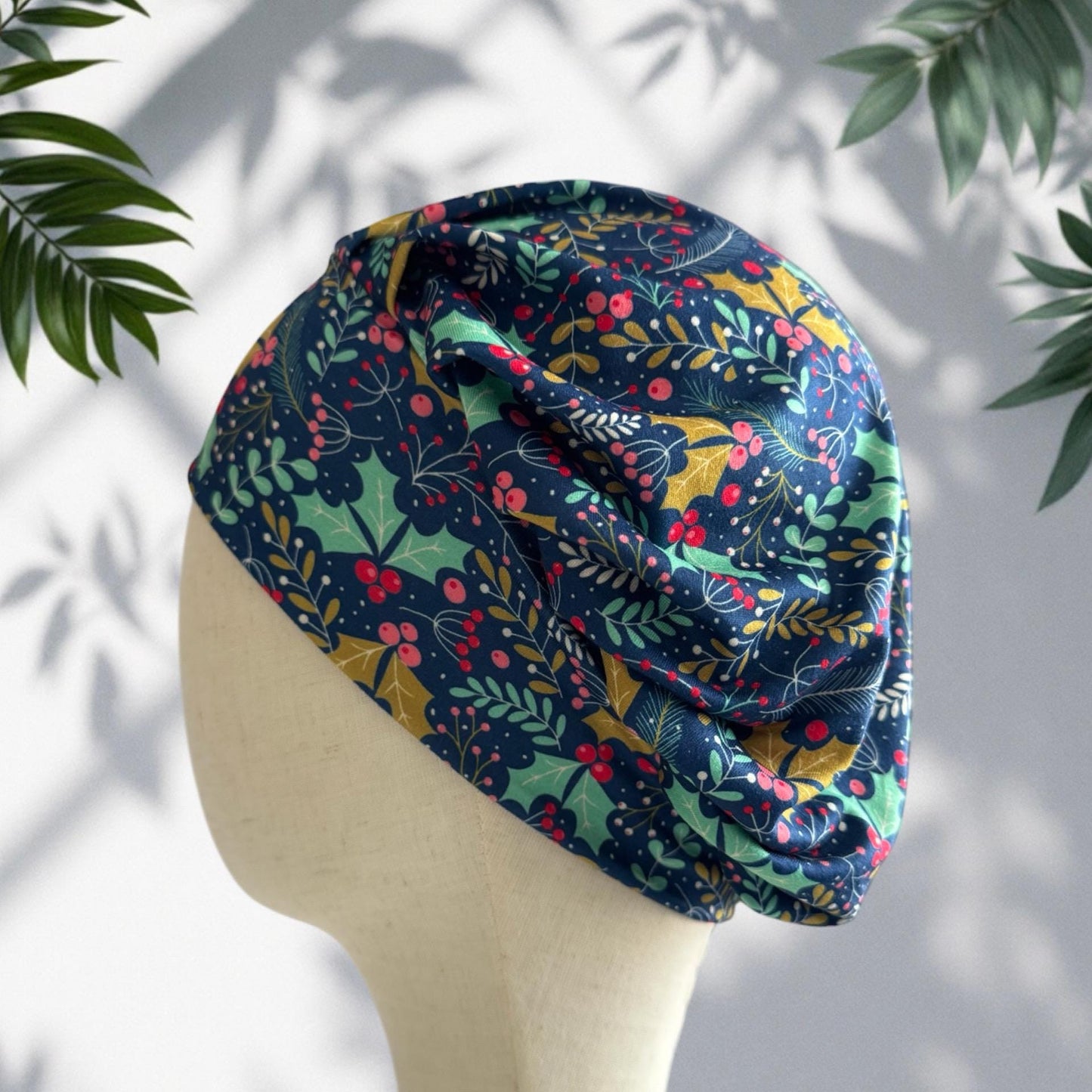 Christmas Scrub Cap | Holiday Holly Berry Surgical Hat | Festive Winter Nurse Bouffant Cap | Handmade Medical Headwear | createdbymishka