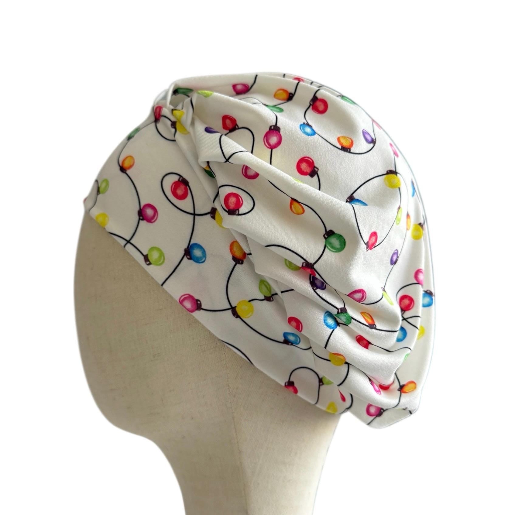 Christmas Lights Bouffant Scrub Cap, Holiday Scrub Cap | Festive Medical Cap | Nurse Gift | Handmade Surgical Cap | createdbymishka