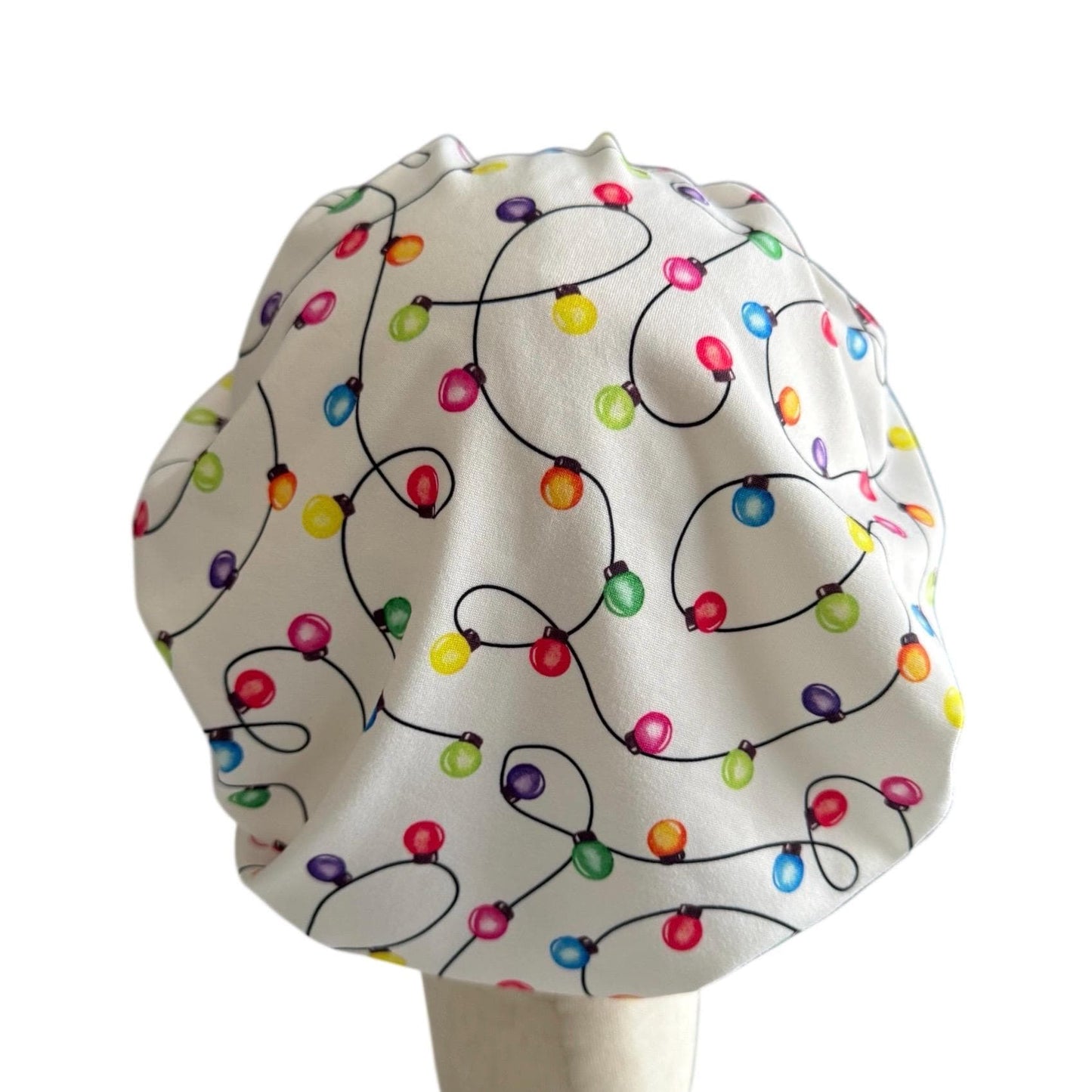 Christmas Lights Bouffant Scrub Cap, Holiday Scrub Cap | Festive Medical Cap | Nurse Gift | Handmade Surgical Cap | createdbymishka
