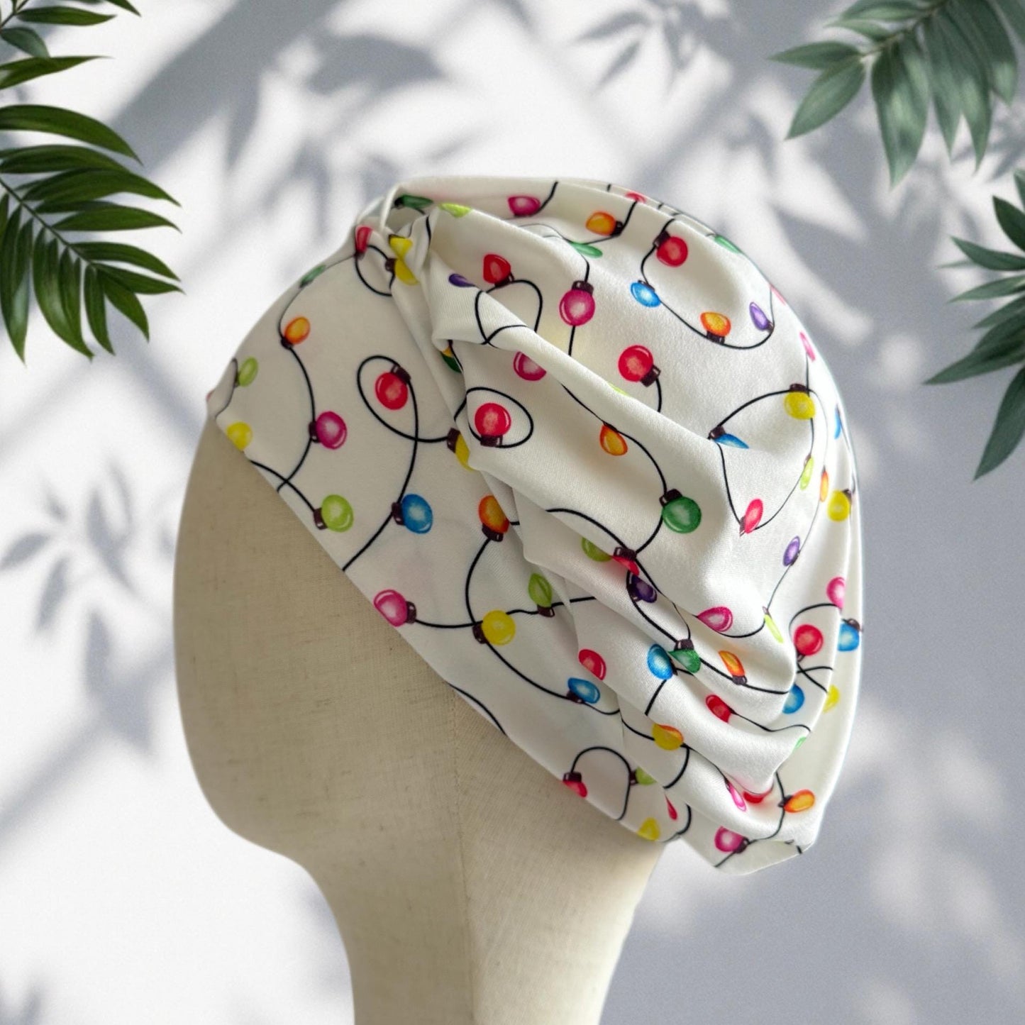Christmas Lights Bouffant Scrub Cap, Holiday Scrub Cap | Festive Medical Cap | Nurse Gift | Handmade Surgical Cap | createdbymishka